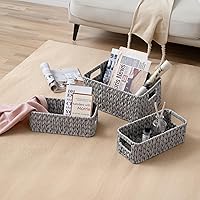 Vista 7 de GRANNY SAYS Cestas de mimbre para organizar, cestas de almacenamiento para estantes, cestas pequeñas para mostrador, cesta de almacenamiento Gris