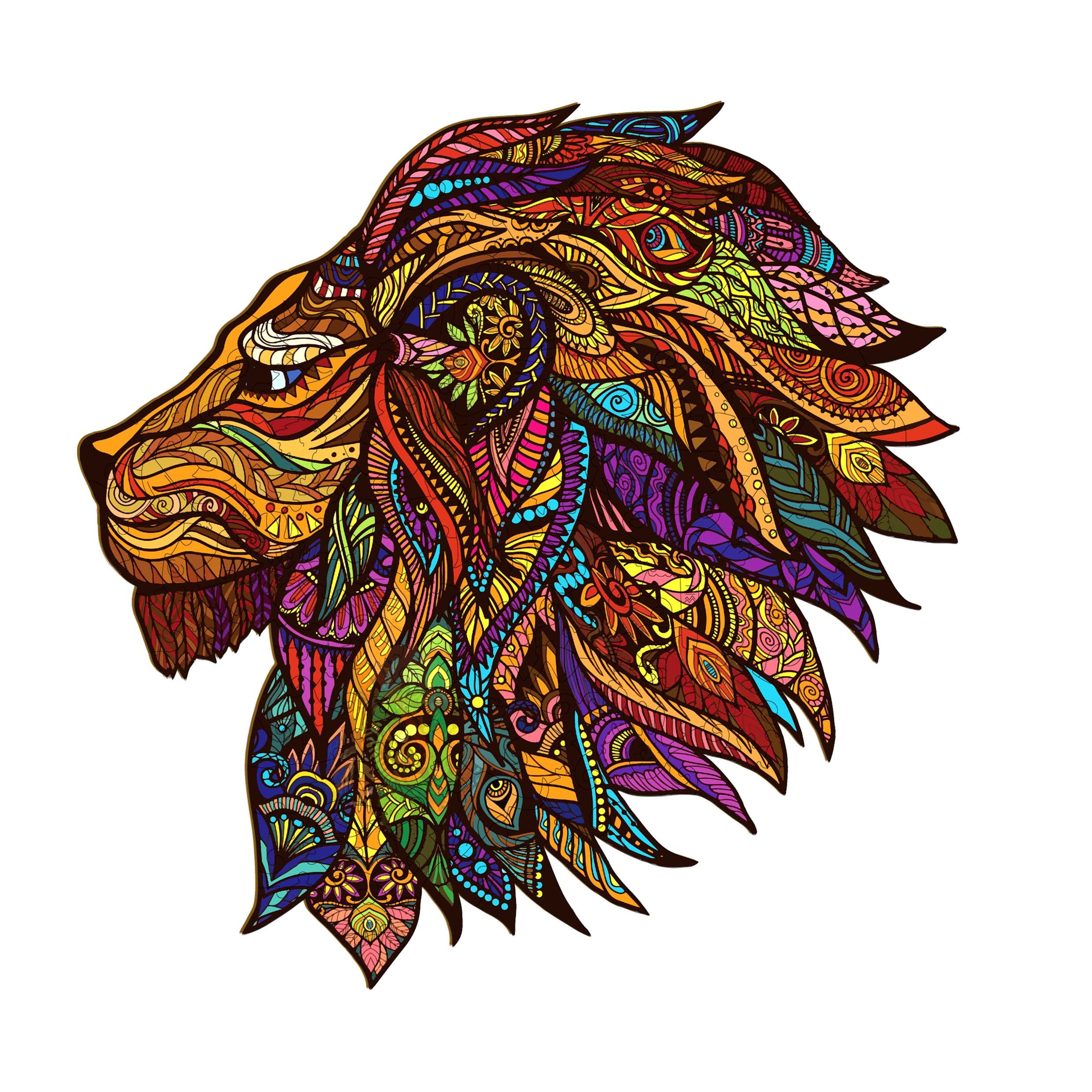 WOODBESTS Wooden Puzzle for Adults, Lion King Puzzle (M, 197pcs, 12.6"x12.6") Beautiful Wooden Box, Wooden Jigsaw Puzzles Unique Shape, Gifts for Adults and Kids Challenging Family Game