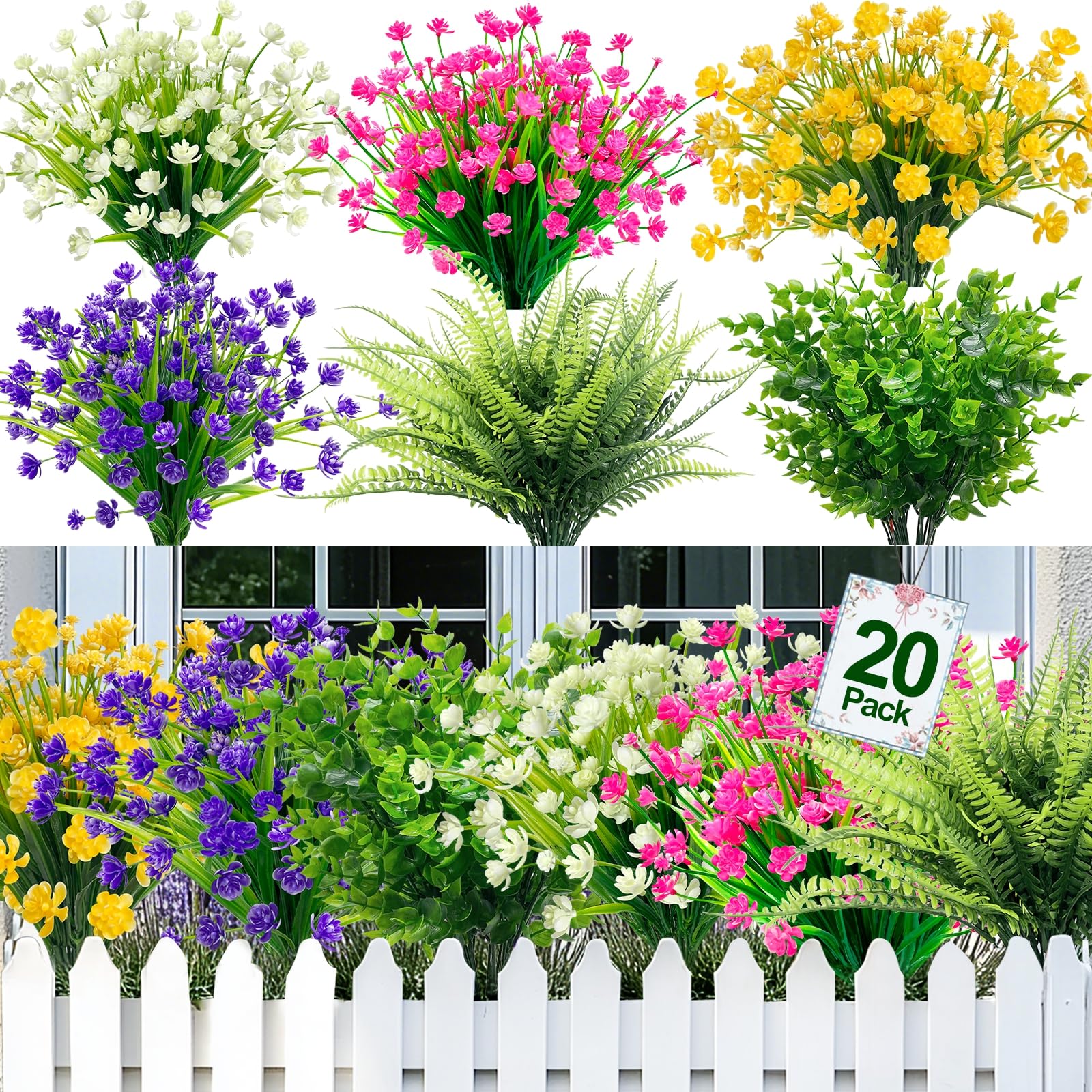 Amazon.com: TURNMEON 20 Bundles Artificial Flowers for Outdoors