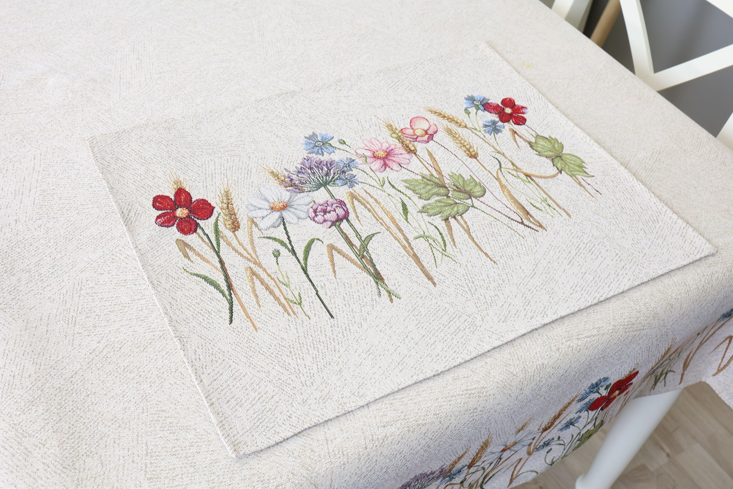 Tischsets Platzsets Abwaschbar 6er Set, 35x45 cm, Platzdeckchen Stoff 100% Jacquard Gobelin, Untersetzer Teller Hochwertige Wiederverwendbare für Hochzeit, Geburtstag, Küchen, Cafe - Roggen