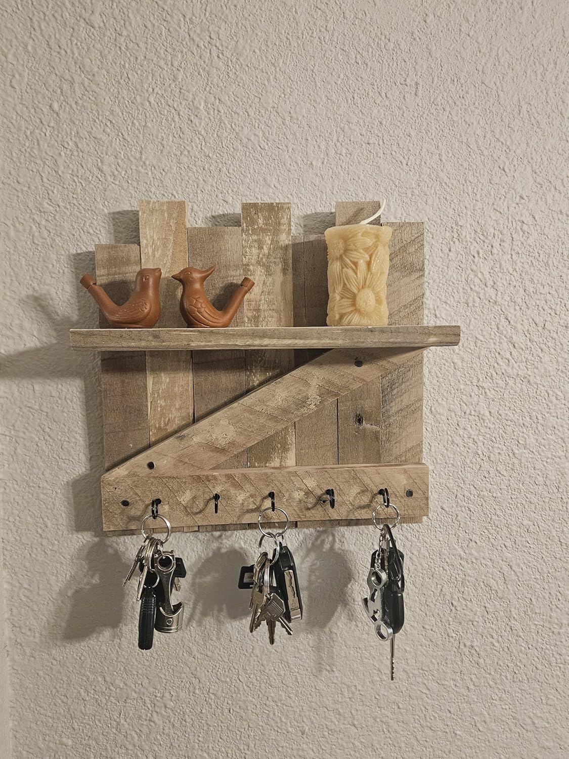 Rustic barn Furniture Key Hook Entry Mail Organizer with Shelf, Vintage Antique Home Decor, Kitchen Gift Ideas