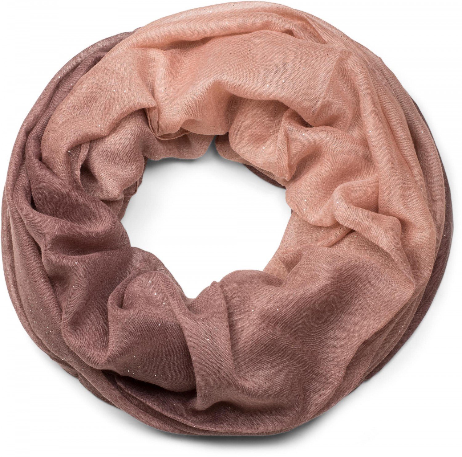 Stylebreaker Women's Dusky Pink-Beige Classic Glitter Loop Tube Scarf With Gradient, Glitter, Sequins - Kerchief, 01017033, Colour: Dusky Pink-Beach