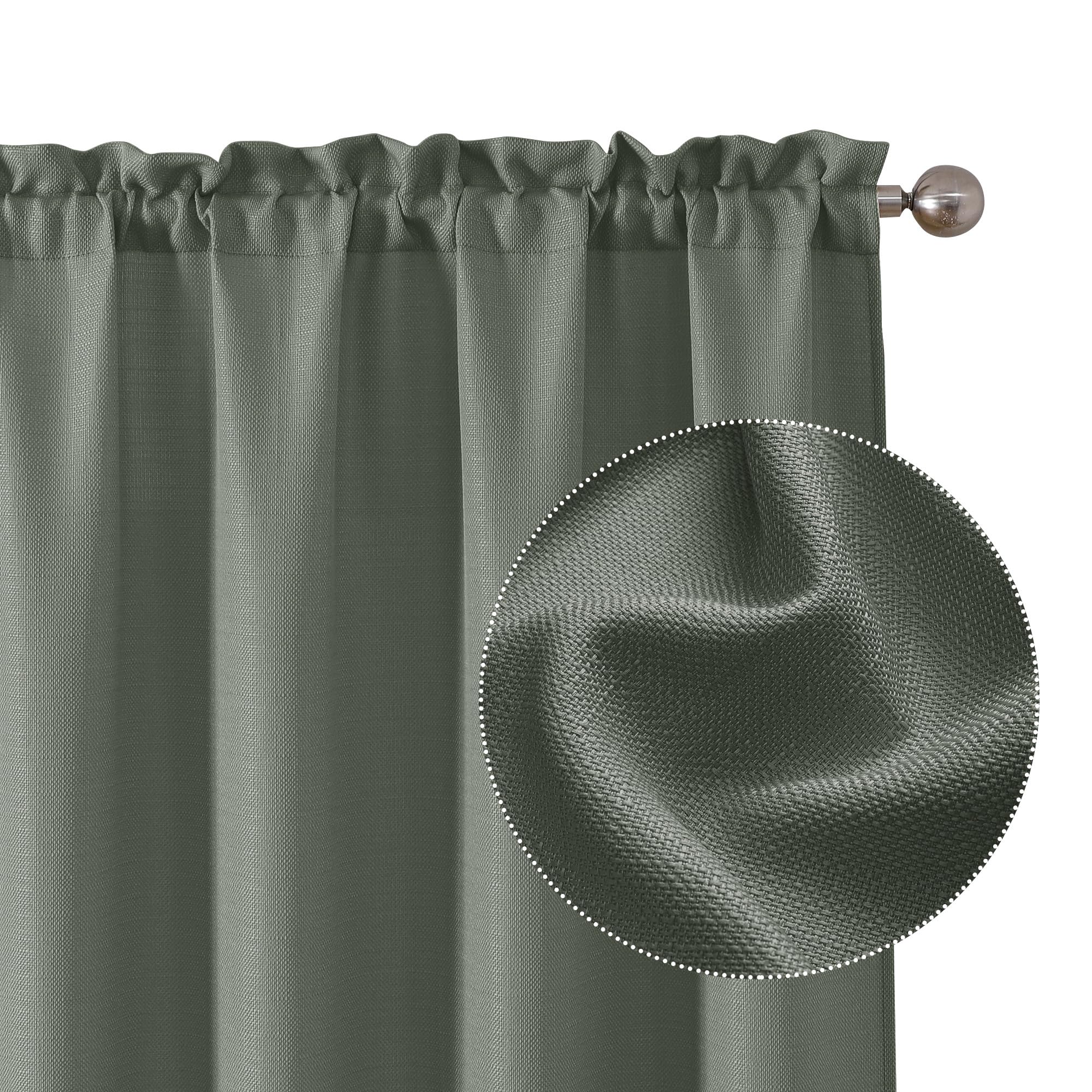 Chyhomenyc Bennet Olive Green Curtains 54 Inch Length 2 Panels, Faux Linen Textured Semi Sheer Light Filtering Soft Airy Rod Pocket Window Treatment Drapes for Living Room Bedroom, Each 30" Wx54 L