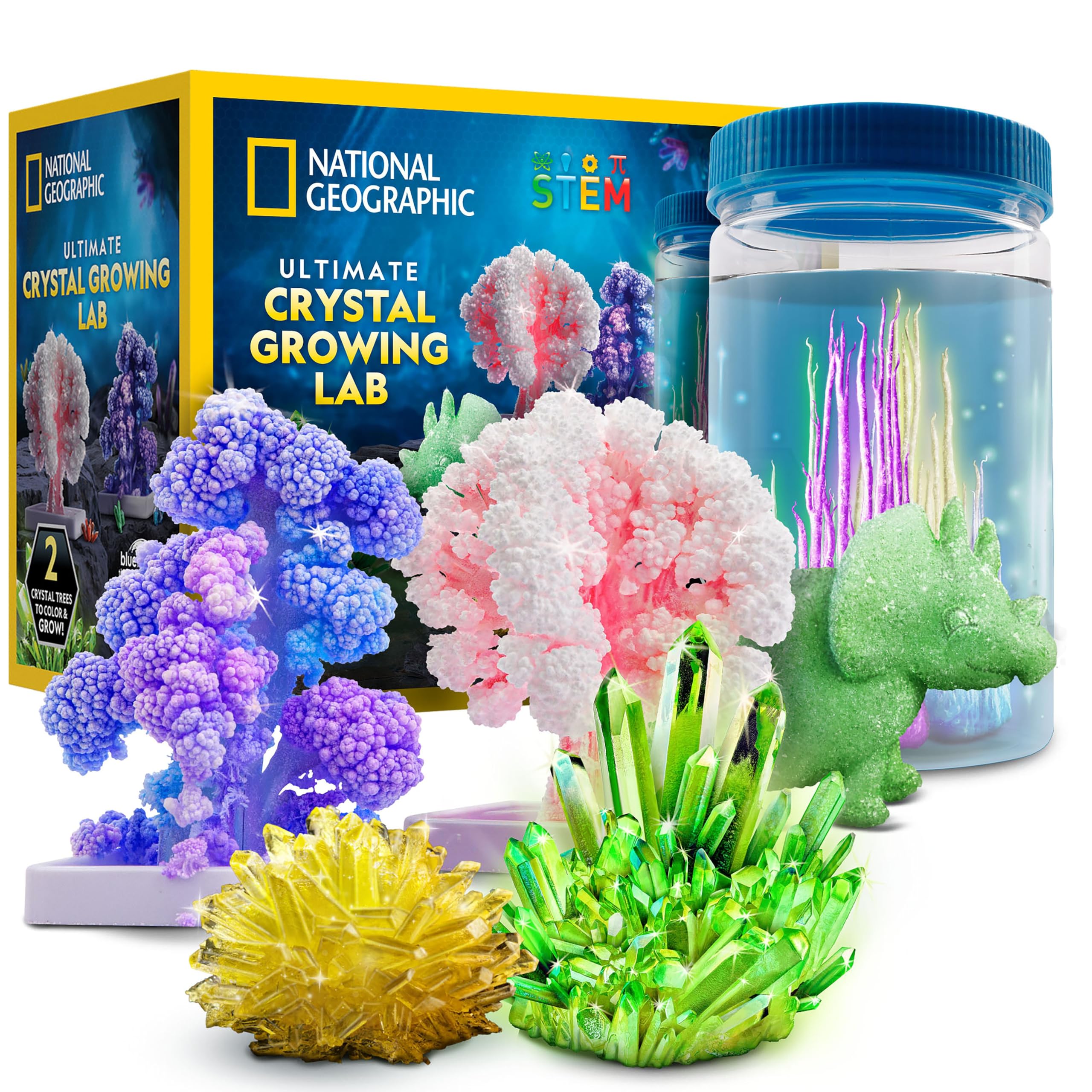 National Geographic Kit De Cultivo De Cristales – Crea 6 Árboles De Cristal En 6 Horas, Incluye Geoda Real Y Rotuladores De Acuarela