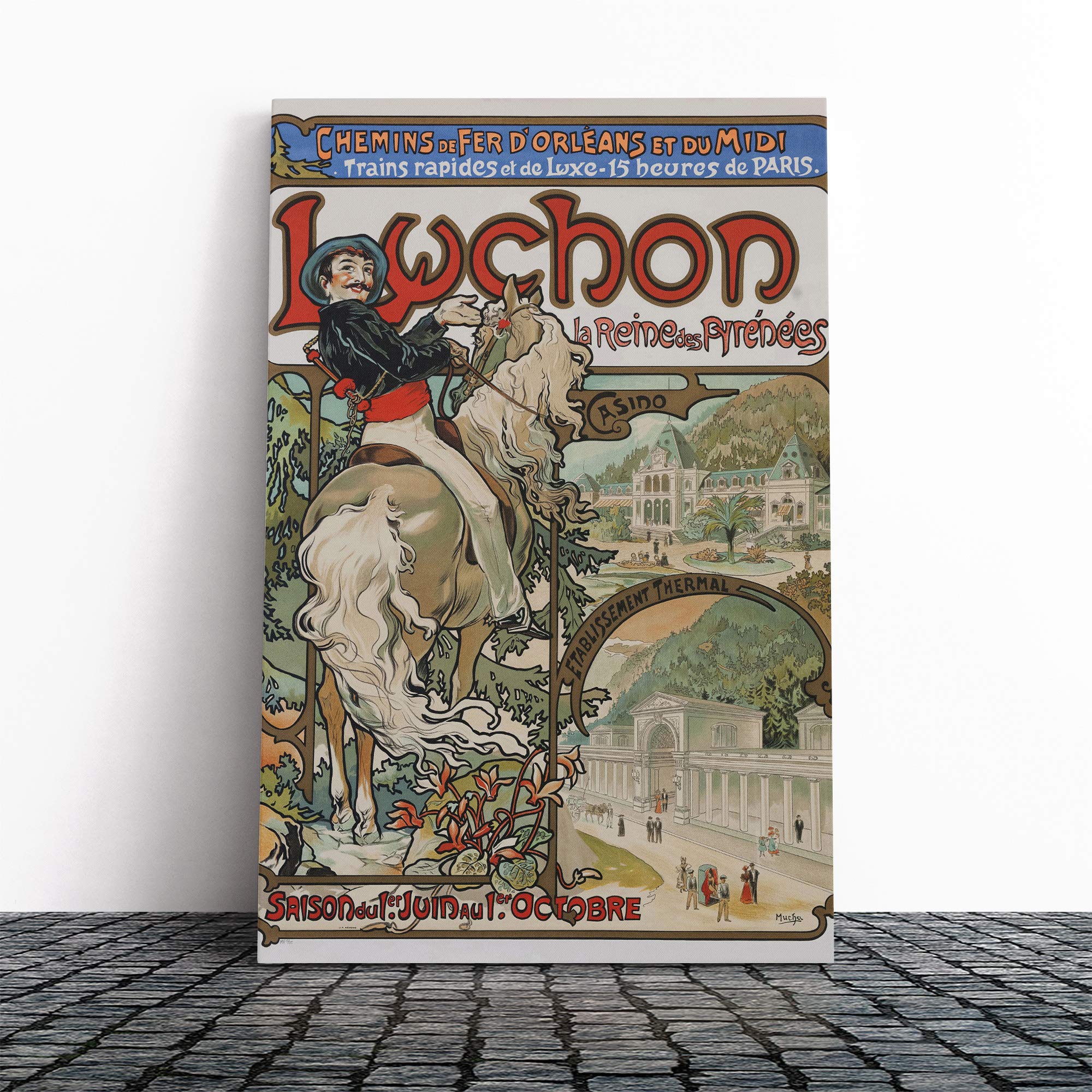 Alphonse Mucha Luchon Canvas Print | Gallery Wrapped 30mm Frame Wall Art | 24x16 inches | Ready to Hang | Modern Picture | Living Room Bedroom Lounge Office