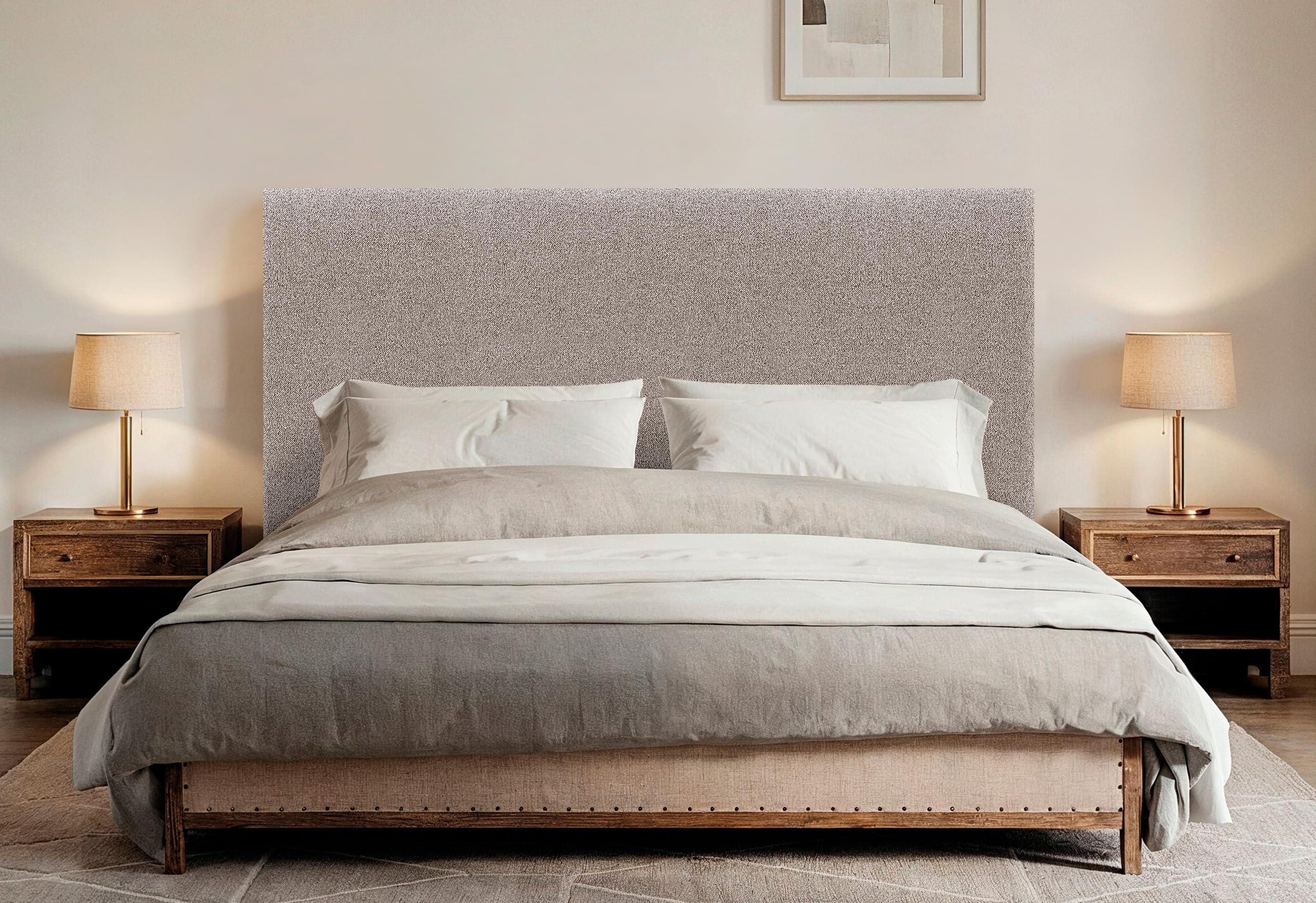 DHOME Cabecero de Tela Liso hasta el Suelo con 8cm de Grosor Cabezal Tapizado Cama Dormitorio Moderno Top Trending (Arena, 110cm)