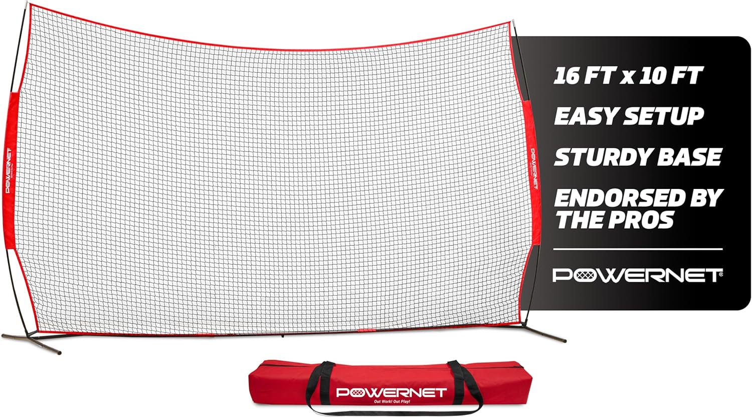 PowerNet Portable Sports Rebounder -Basketball, Volleyball, Soccer, Baseball, Softball and Lacrosse, Backyard & Garage Backstop, Indoor Outdoor Safety Net for Protection