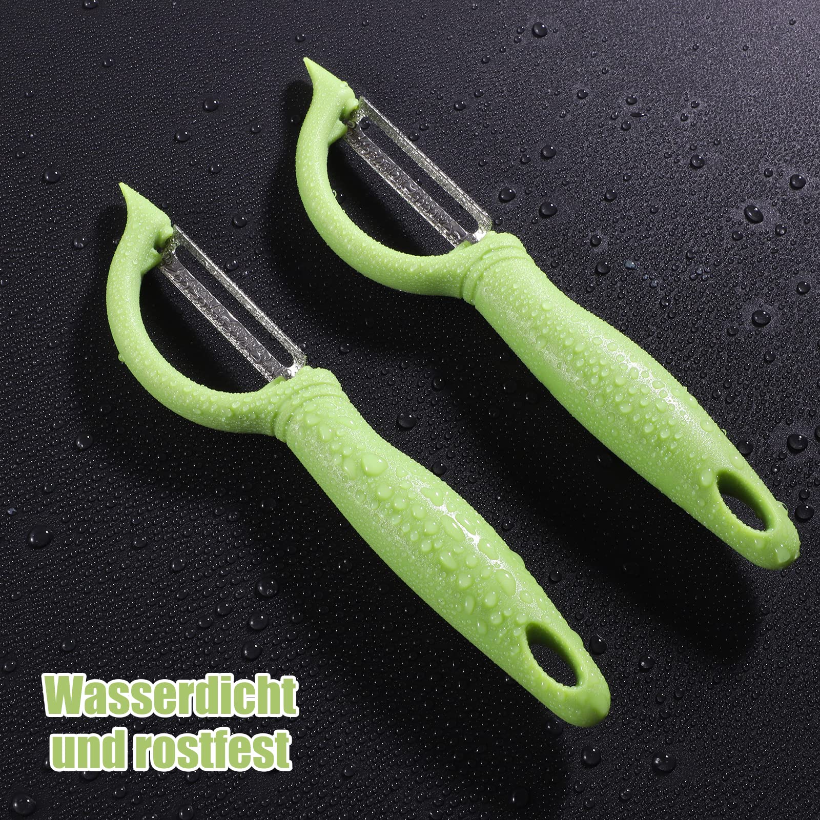 Pelapatate Professionale Doppio Taglio - Lama In Acciaio Inossidabile, Impugnatura Ergonomica Antiscivolo - Verde - Foto 9