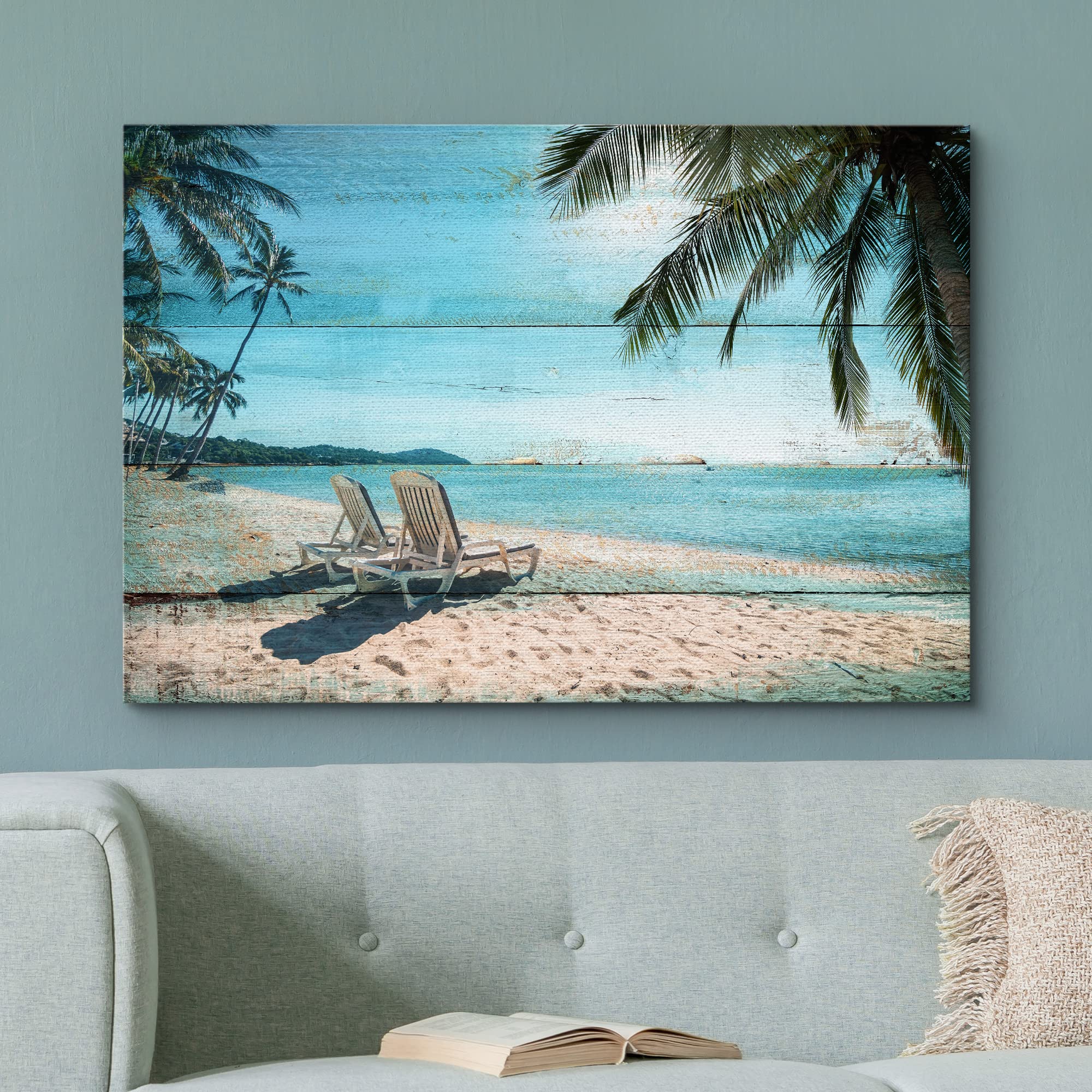 Amazon.com: wall26 Canvas Print Wall Art Wood Panel Tropical Palm