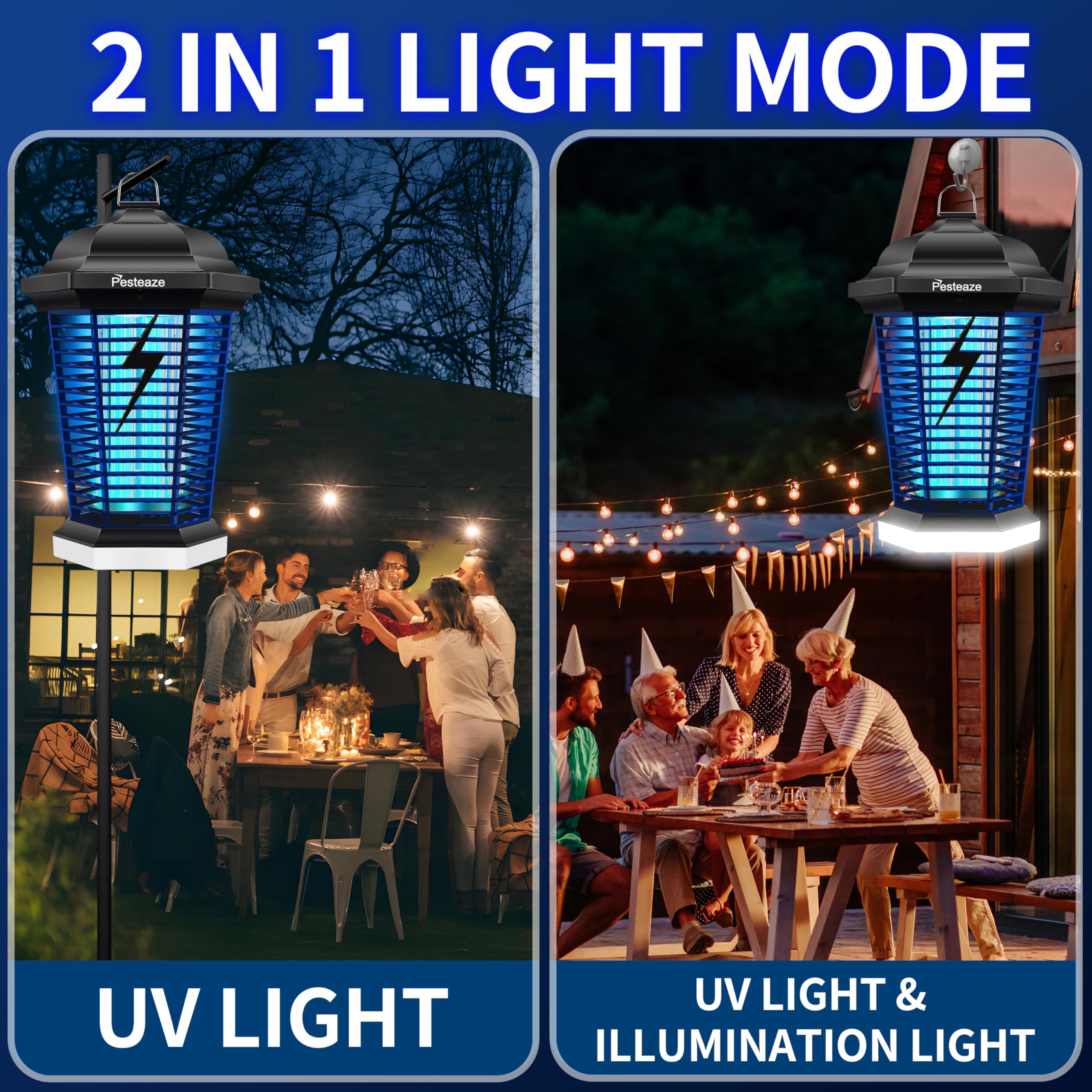 Bug Zapper Outdoor Zapper mit LED Licht, 5600 V - Elektrischer Fliegenzapper steckbar, 3-zackiger Stecker, Mückenspender, Fliegenfalle, Fliegenfalle, Fliegenfalle für Innen u