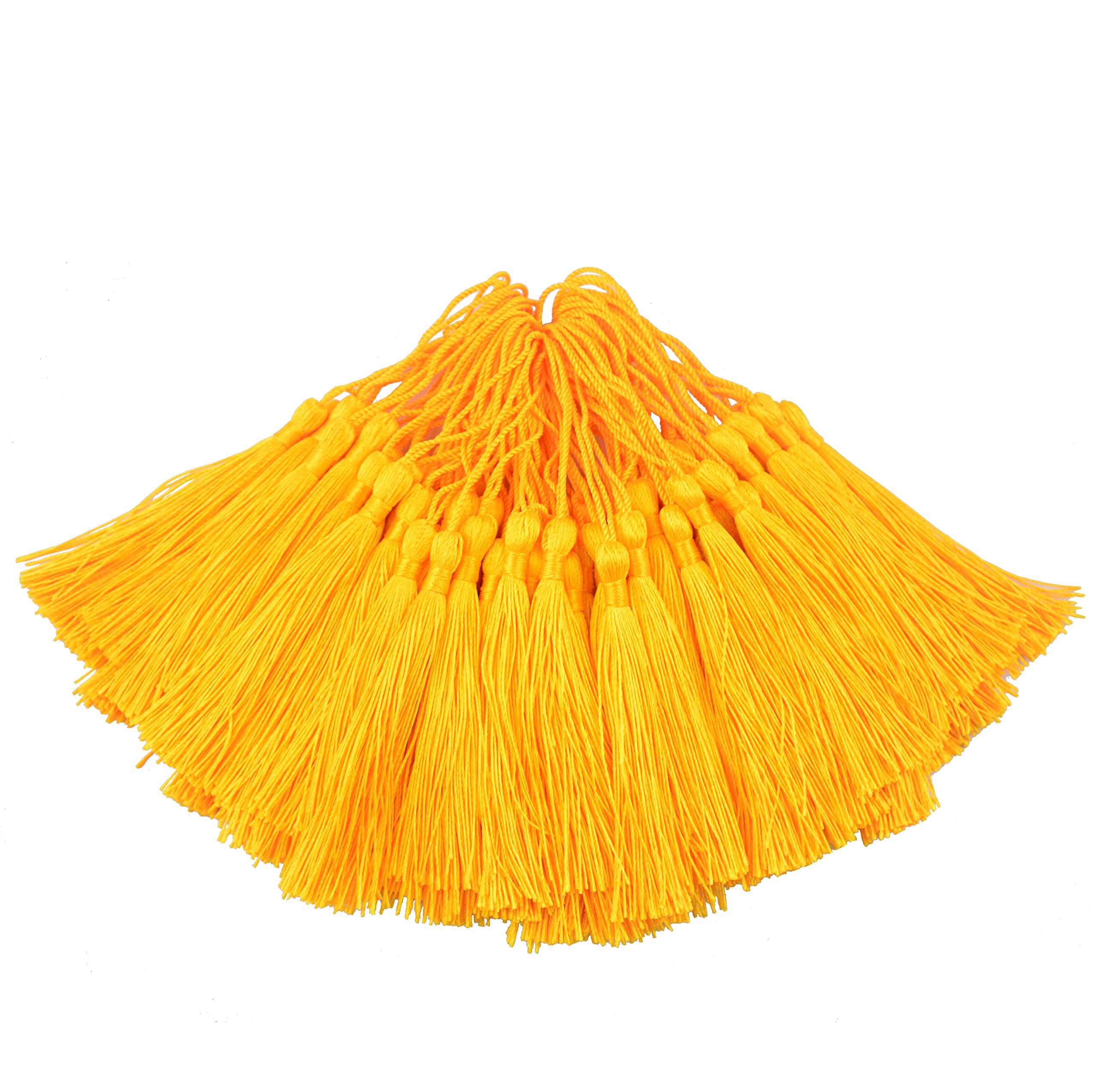 100Pcs 5 Inch Silky Bookmark Tassels for Jewelry, Souvenir(Royal Gold)