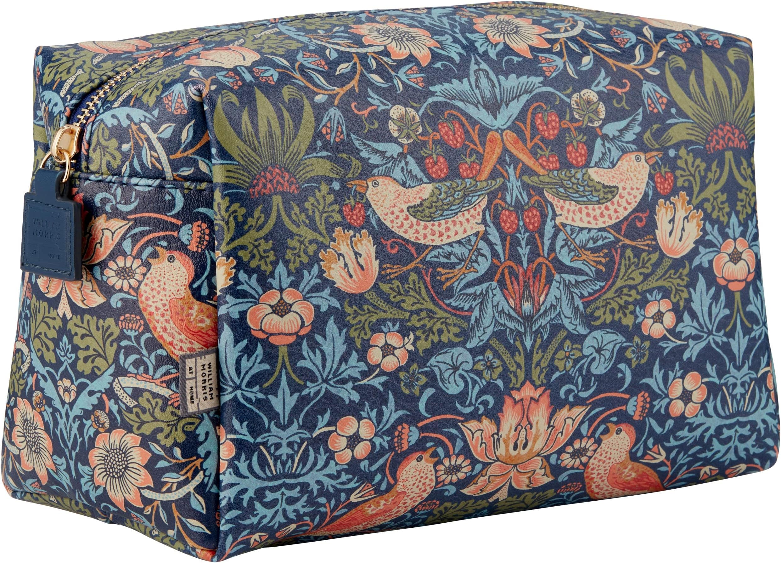 William Morris at Home Wash Bag, Large Blue Toiletry, Cosmetic or Makeup Organiser, Beauty Essentials, Zip Closure, Travel Size, Vegan and Cruelty Friendly, Gift For Her