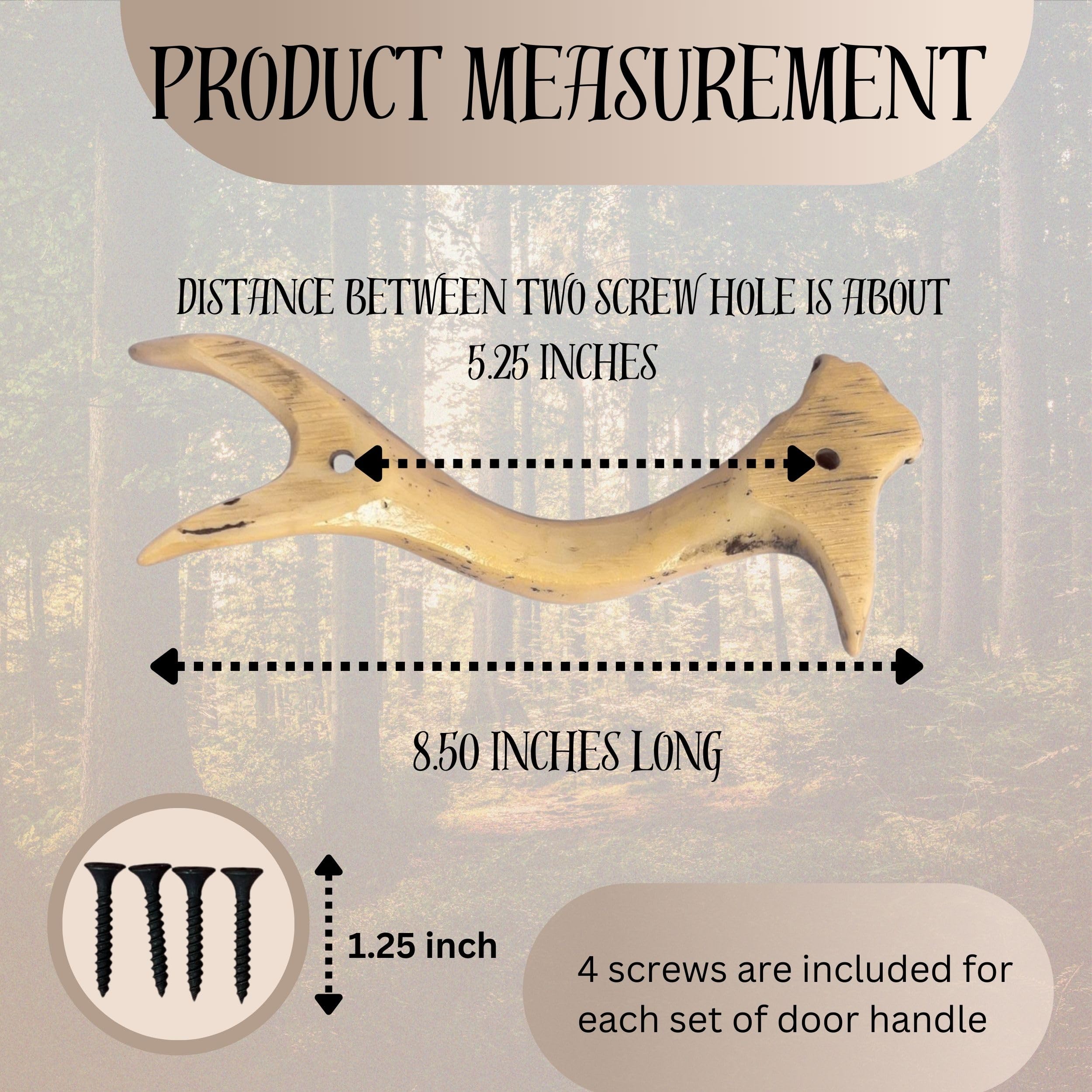 BestGiftEver Maniglie rustiche per cassetti e armadietti, 21 cm | Set di 2 maniglie per porte in finta corna per cabina, loggia o mobili rustici, hardware in poliresina, viti abbinate