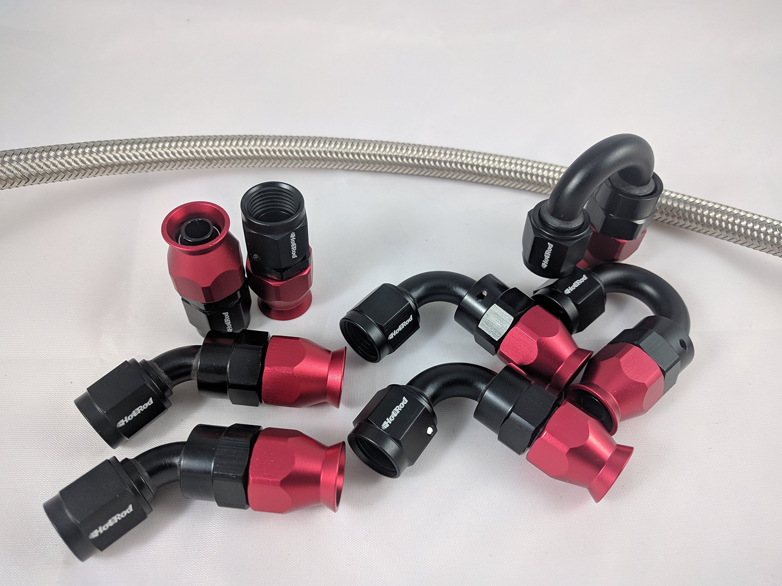 Manguera De Teflón PTFE Con Conector A 45 Grados AN6 - Serie 200, Flujo Completo, Color Negro (572-06BLK)