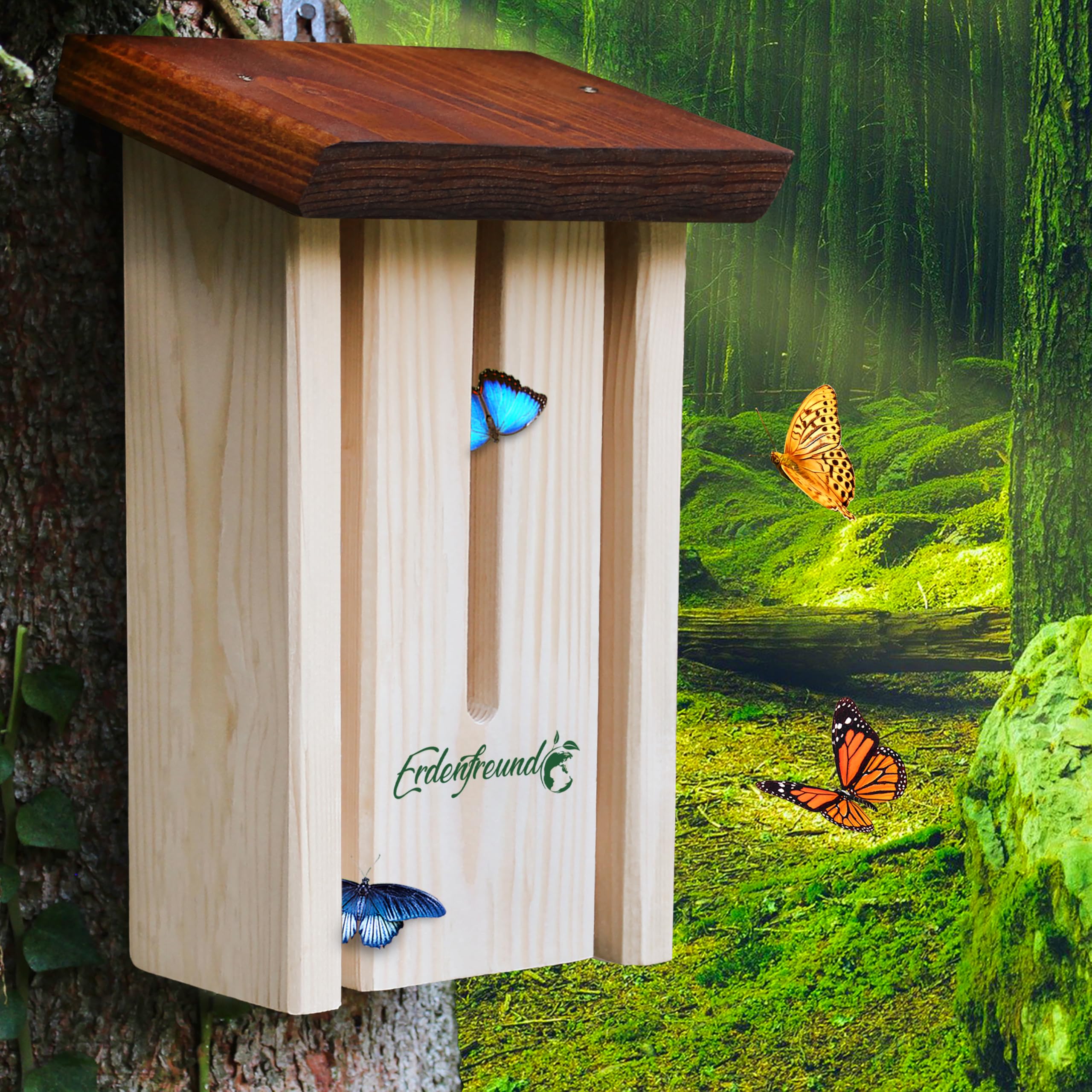 ERDENFREUND® Schmetterlingshaus 100% splitterfrei für zarte Schmetterlingsflügel Schmetterlingshotel schützt vor Feinden & Unwetter bei Ruhepausen