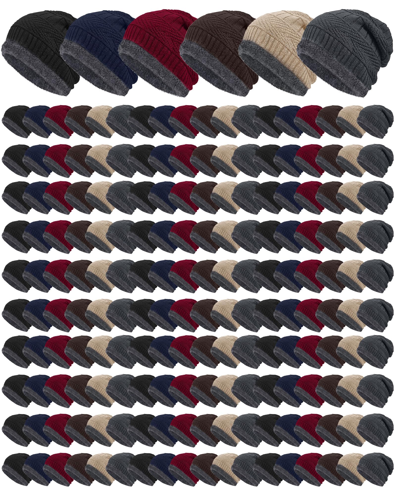 Geyoga 180 gorros de invierno a granel para hombres y mujeres, con forro polar, gorro cálido de punto para invierno (clásico), Clásico, Talla única