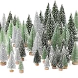 30Pcs Christmas Decorations Mini Christmas Trees, Artificial Christmas Tree Bottle Brush Trees with Wooden Base for Christmas Decor Christmas Party Home Table Craft