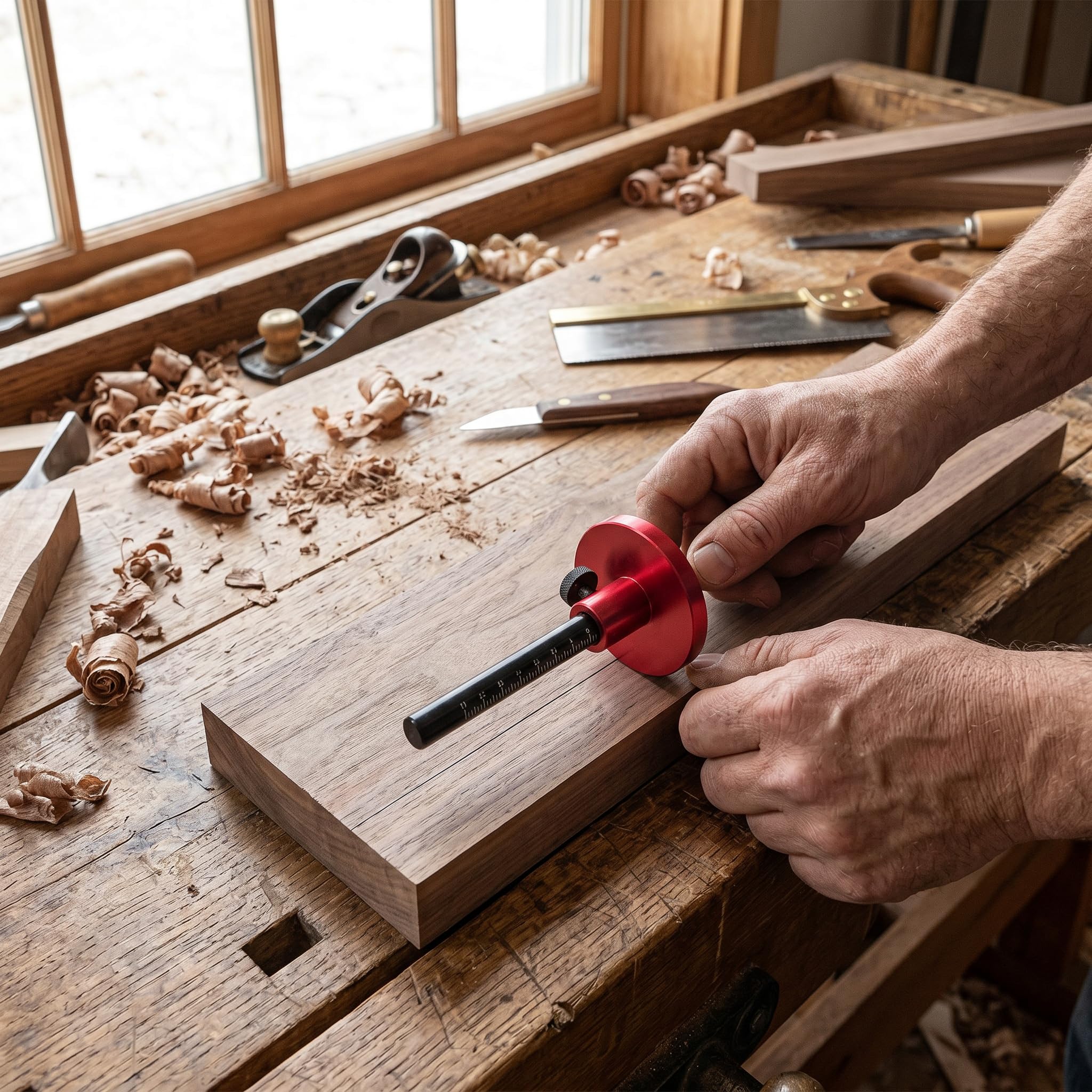 Walfront Calibrador de Marcado de Madera Ajustable con Básculas Métricas y en Pulgadas, Rayador de Carpintería de Aleación de Aluminio para Reparaciones de Muebles, Proyectos de Madera