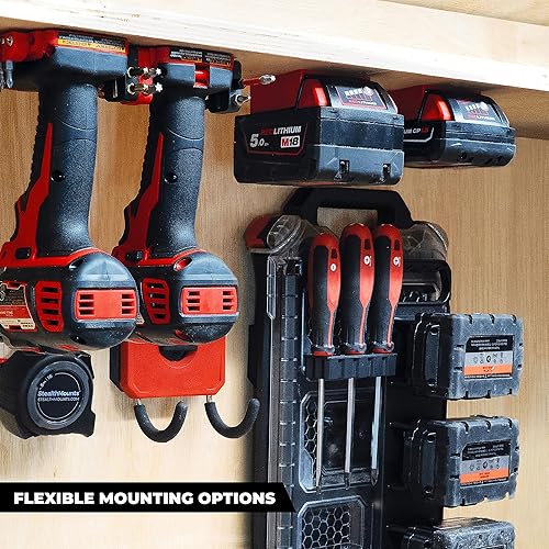 Miniatura 3 de StealthMounts Battery Holder Compatible with Milwaukee M18 (6 Pack) - Red  StealthMounts Battery Mounts  Made in The UK