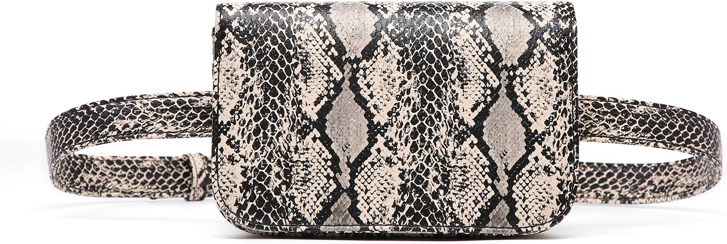 Small PU Leather Elegant Fanny Pack Belt Bag Purse Snakeskin pattern for Women Travel