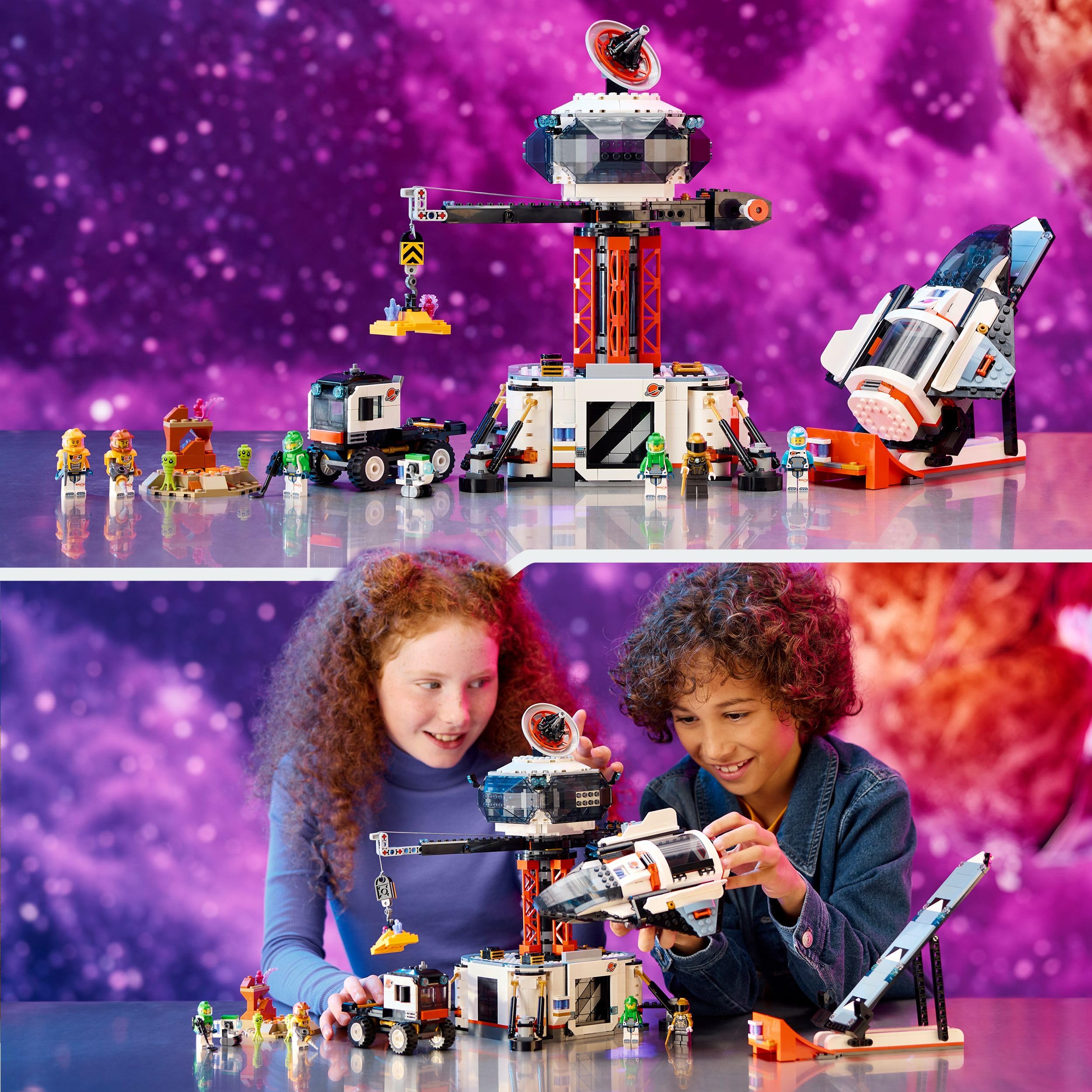 LEGO City Base Espacial y Plataforma de Lanzamiento, Juego de Exploración Planetaria, Regalo para Niños y Niñas de 8 Años o Más, 6 Minifiguras, Robot de Juguete y 2 Figuras de Acción de Aliens 60434