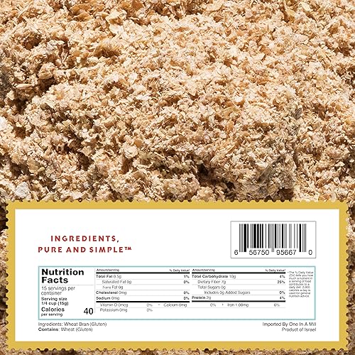 Miniatura 7 de One in a Mill Salvado de trigo con alto contenido de fibra, totalmente natural para hornear, tostar, cereales, batidos, magdalenas y galletas,
