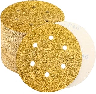 Keeimp 6 Inch Sanding Discs Hook and Loop, 40 Grit Sandpaper for Orbital Sander, Professional for Automotive and Woodworking, 100 Pack