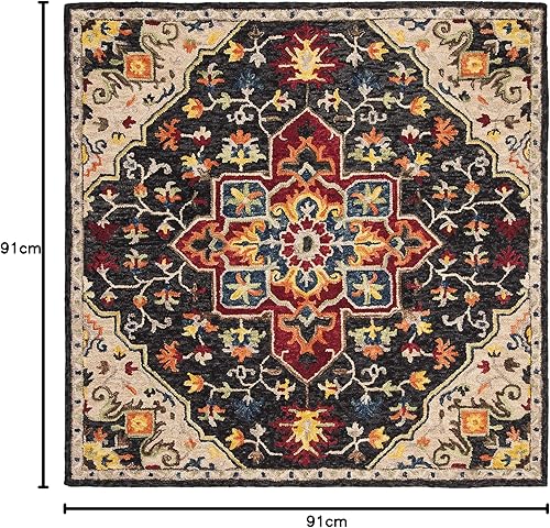 Miniatura 36 de SAFAVIEH Aspen Collection APN511H - Alfombra de lana bohemia hecha a mano de 8 x 10 pies, color carbón y crema