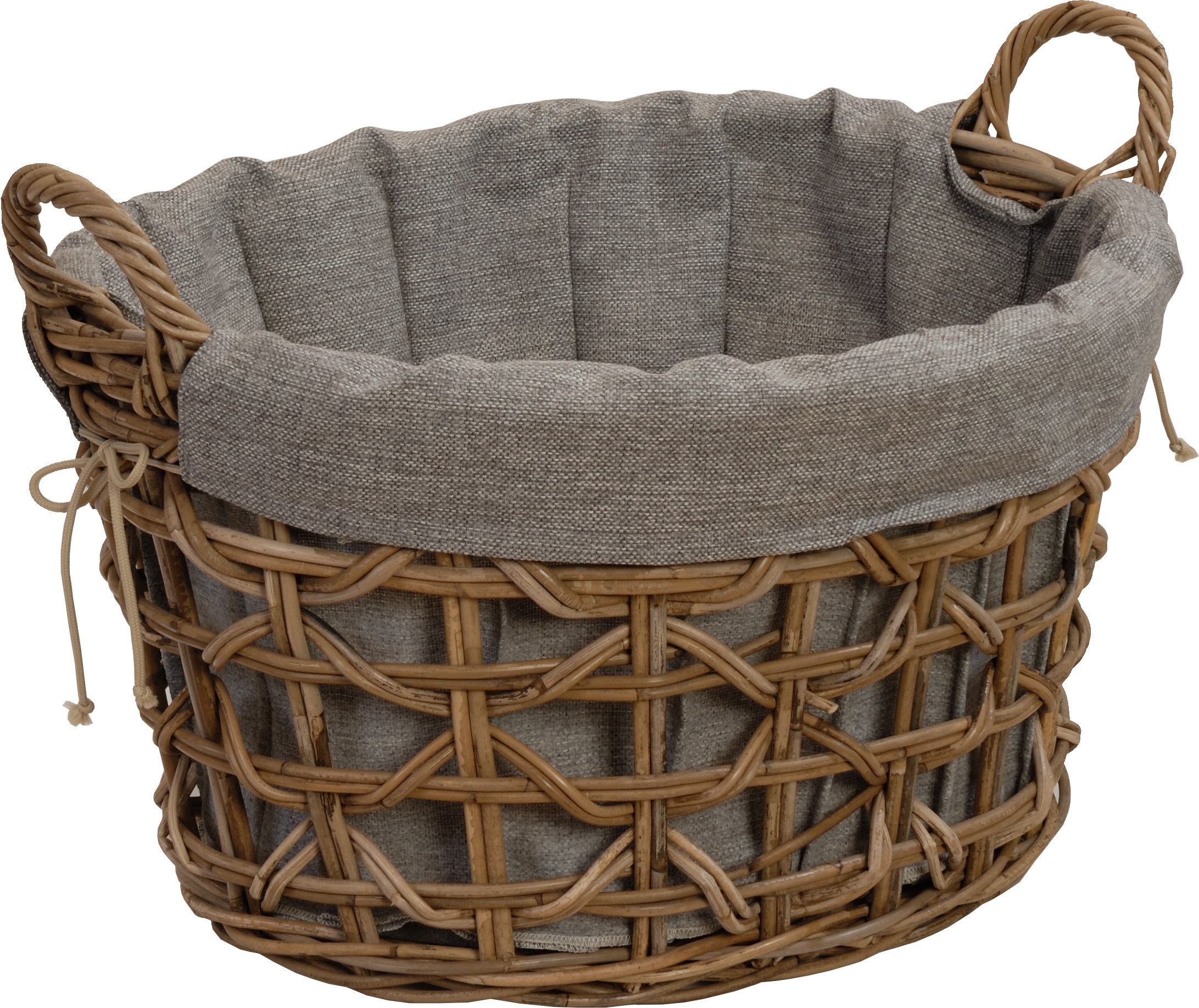 Korb-Outlet Praktischer Flechtkorb/Wäschekorb mit schönem Flechtmuster, Aufbewahrungskorb aus echtem Rattan, Tragekorb mit Inlett (Oval)