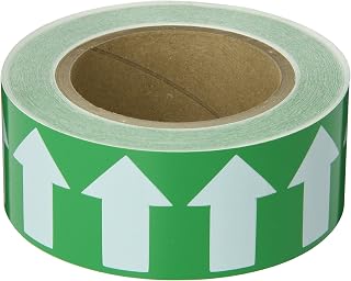 Brady 91421 2" Width, 90' Length, B-946 High Performance Vinyl, White On Green Color Arrow Tape
