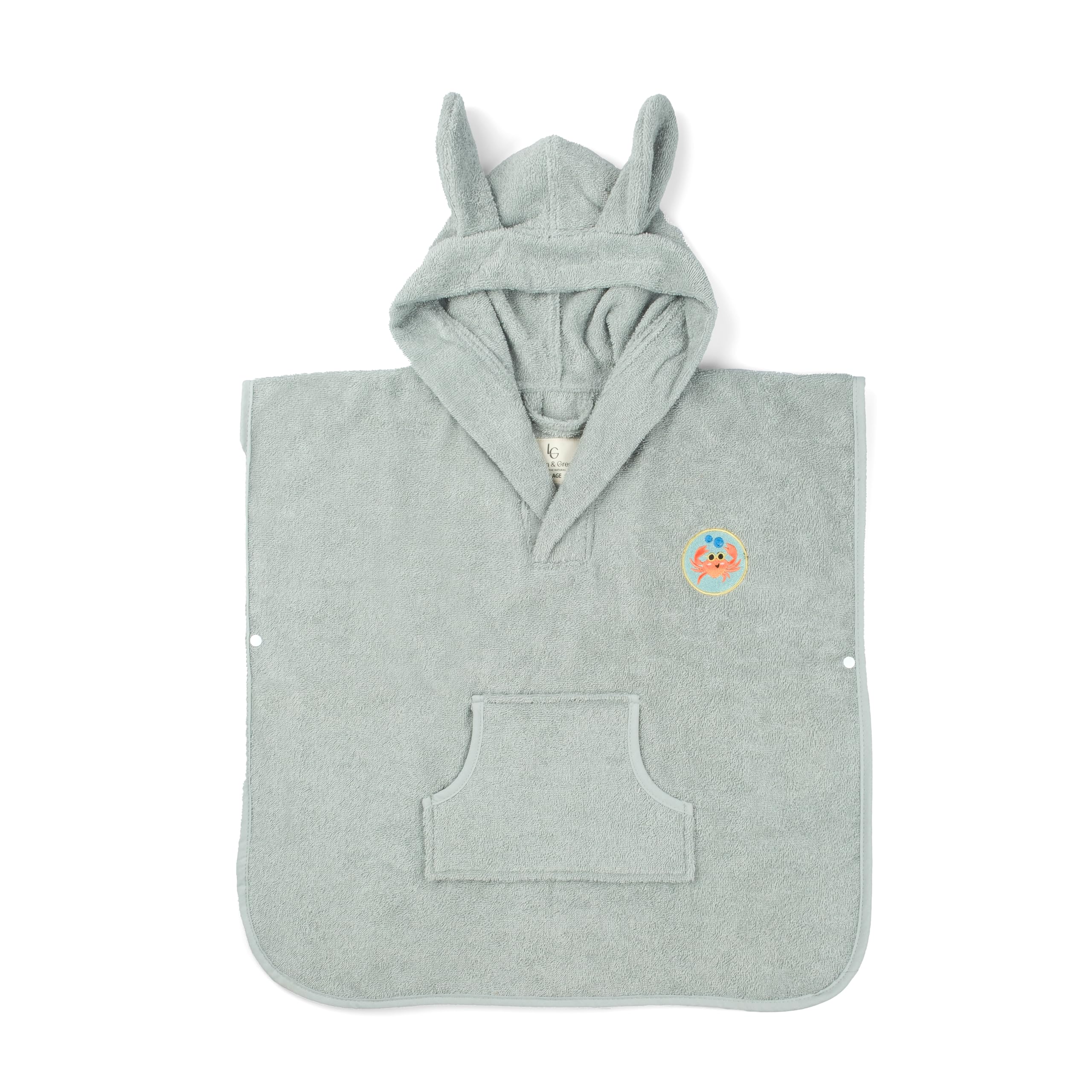 PandaHome Linden & Green Badeponcho Kinder, Frottee-Poncho für Jungen und Mädchen aus 100% Baumwolle, Morgenmantel mit Kapuze, Schnelltrocknend Weich Saugstark Bademäntel 400 g/m²