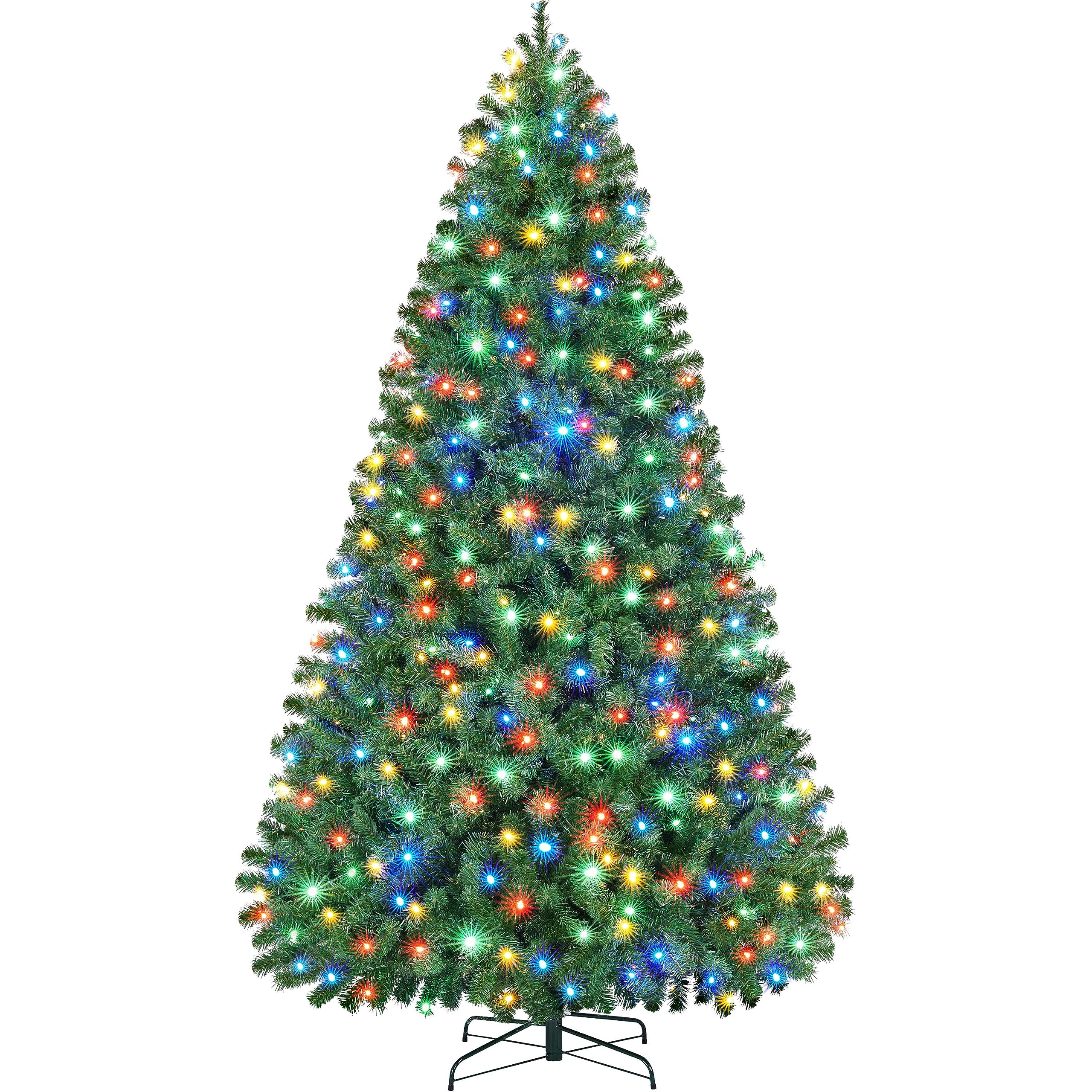 Yaheetech 7.5ft Pre-lit Spruce Artificial Christmas Tree Hinges Tree with 550 Multicolor