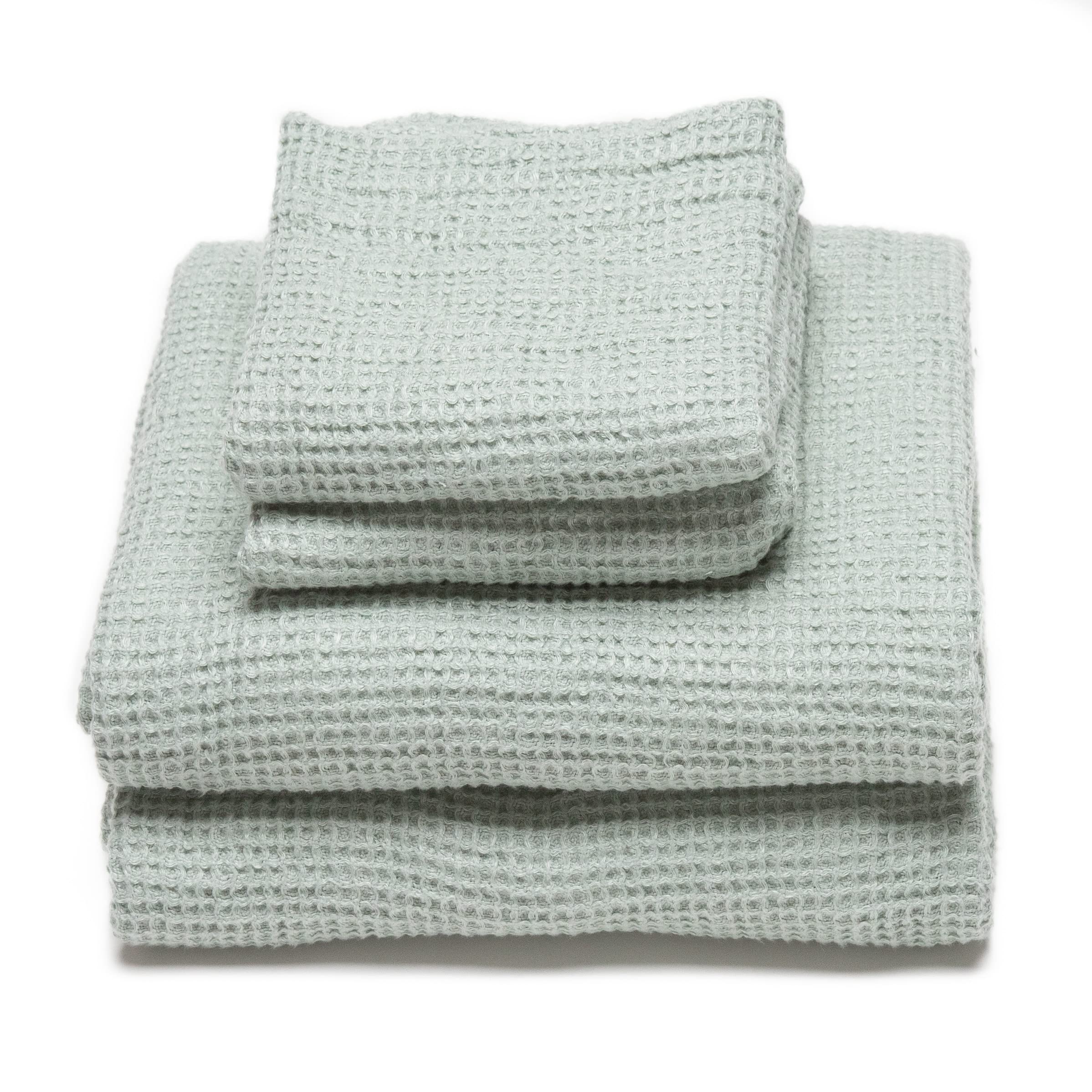 LinenMe Linen Sea Foam Bath Towels Set Waffle Big