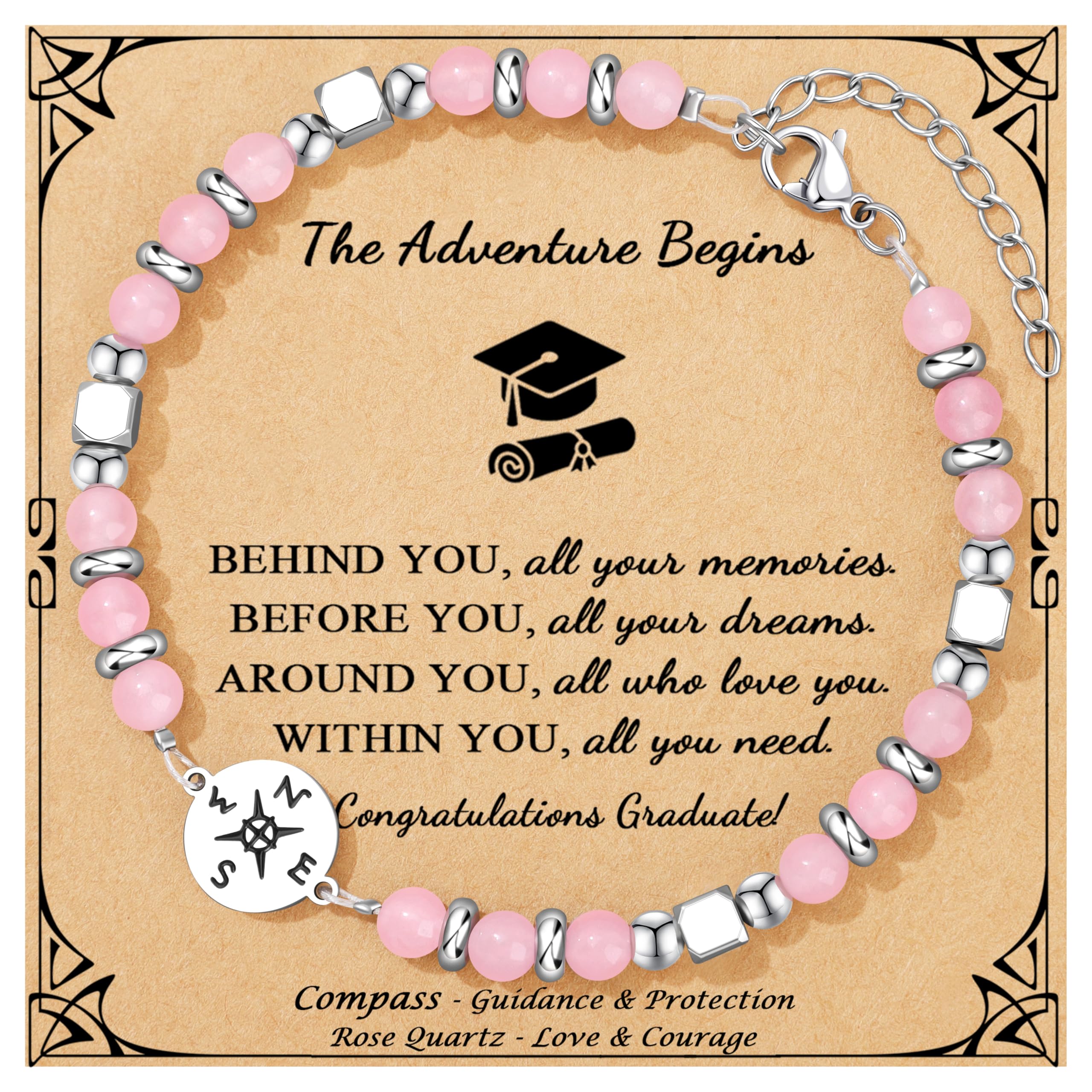 Joycuff Graduation Gifts for Her Him Class of 2026 Graduation Bracelets Inspirational Graduation Compass Bracelet for Women College Graduation Gift for Him Her