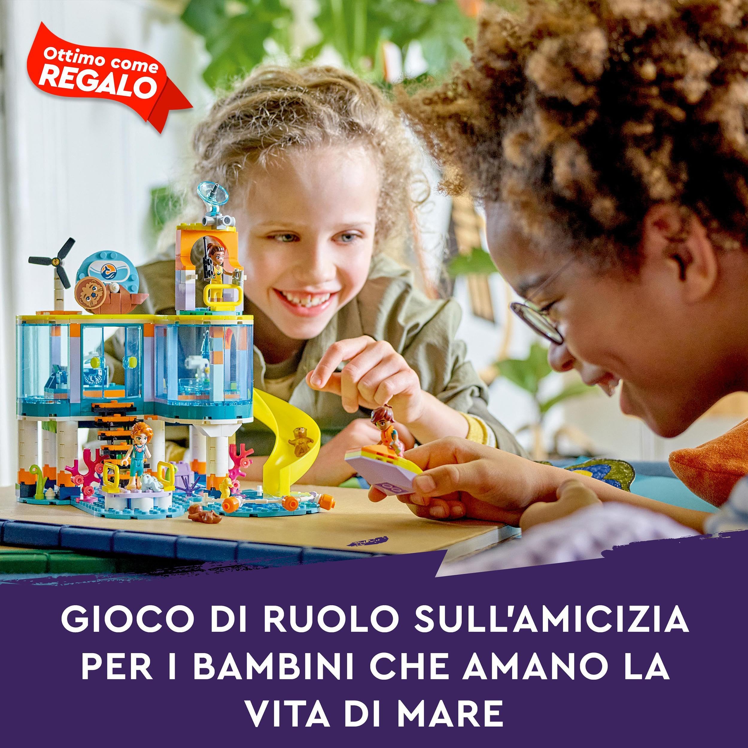 LEGO Friends Centro di Soccorso Marino, Set Veterinario Giocattolo per la Cura degli Animali, Giochi per Bambine e Bambini da 7 Anni con Lontra, Cavalluccio Marino e Tartaruga 41736