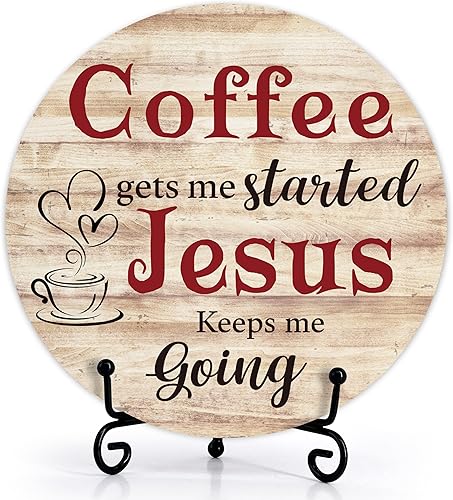 Miniatura 8 de Letrero de Jesús de madera, decoración cristiana de café para estación de barra en el hogar, regalo religioso para amantes, decoración rústica de