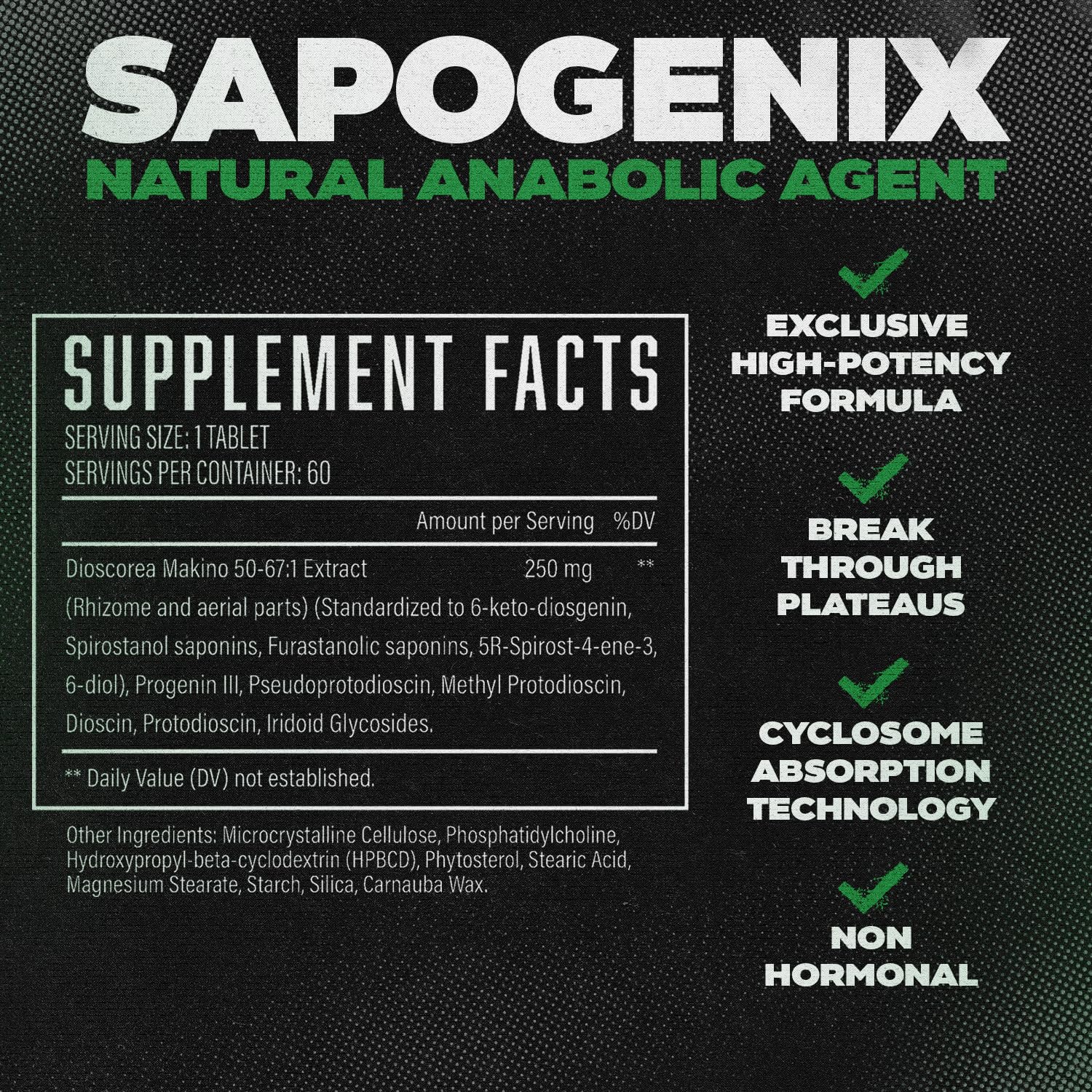 Sapogenix® Anabolic Activator for Muscle Growth, Strength & Recovery – Exclusive High-Potency Muscle Builder w/ Cyclosome™ Delivery For Optimal Absorption – For Bulking or Cutting Cycles (60 Tablets) — Amazon image 2