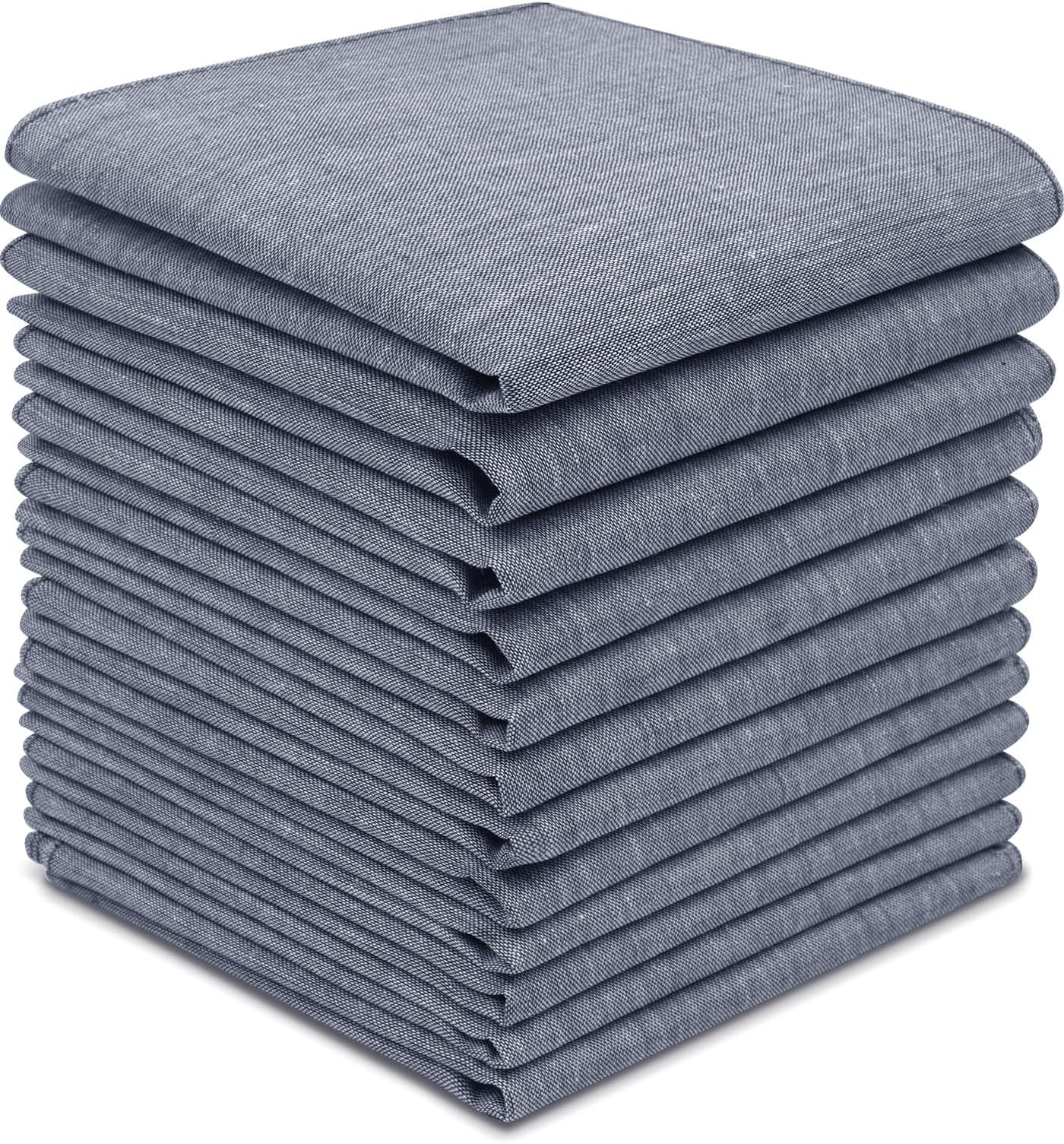Selected Hanky Men's Handkerchiefs Pack of 12, Premium Cotton Solid Mid Gray
