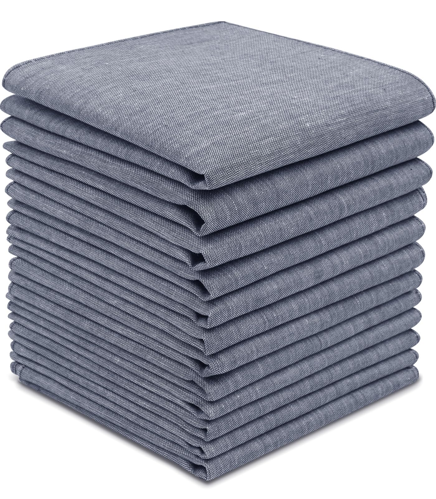 Selected HankyMen's Handkerchiefs Pack of 12, Premium Cotton Solid Mid GrayOEKO-TEX STANDARD 100