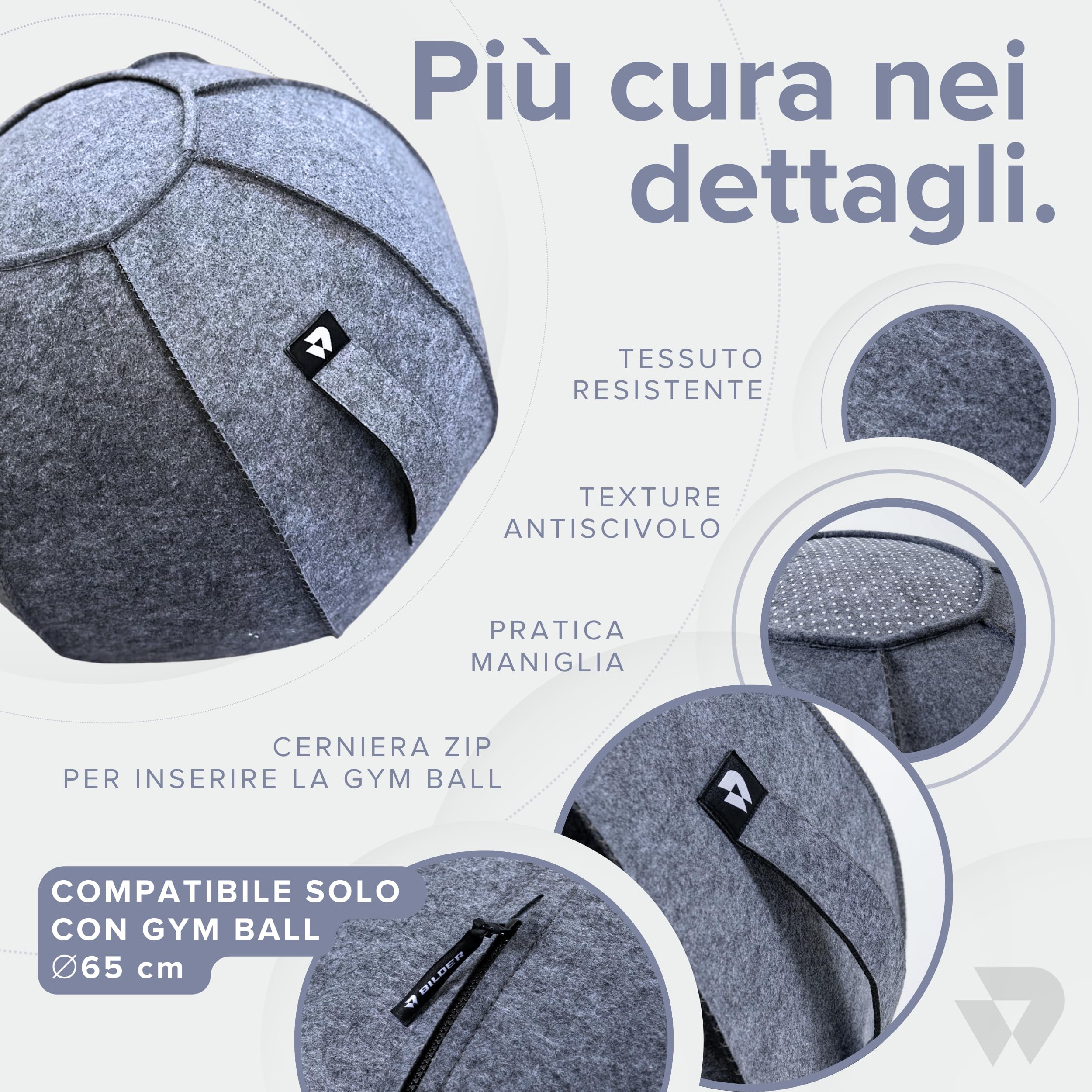 BILDER - Coque pour Balle Pilates et Fitness en Feutre de Laine, étui Fitball avec Fermeture éclair, protège Contre Les Rayures Sale, Accessoires pour Outils de Gymnastique Maison et entraînement