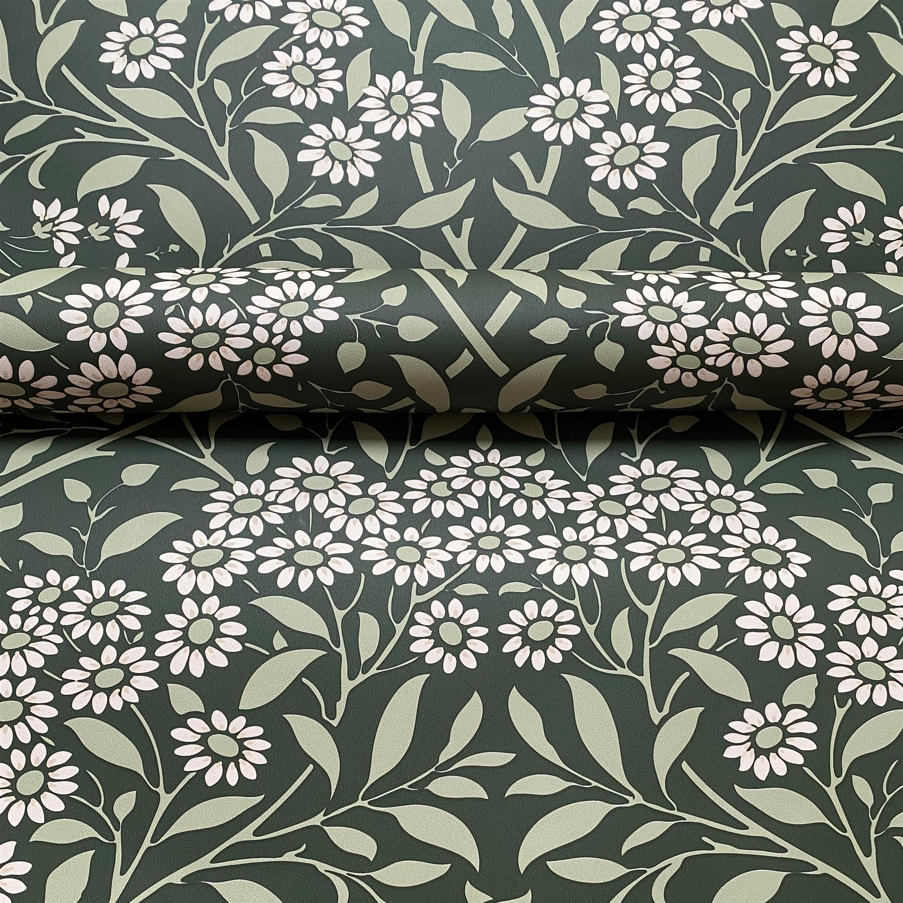 World Of Wallpaper Green Vintage Floral, Damask Lightly Textured, (Af0030)
