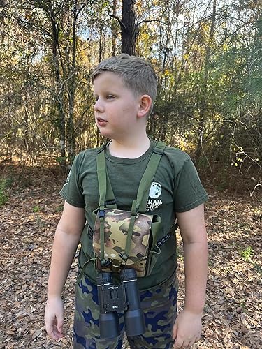 Miniatura 6 de BinoM8 Arnés para binoculares con hebilla silenciosa y fácil, bolsas para llaves, mapas y más, resistente a la intemperie, cubierta binocular de