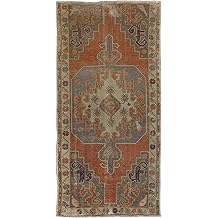 3.7x7.7 Ft Traditional Handmade 1960's Tribal Carpet from Turkey, 100% Wool. C1378