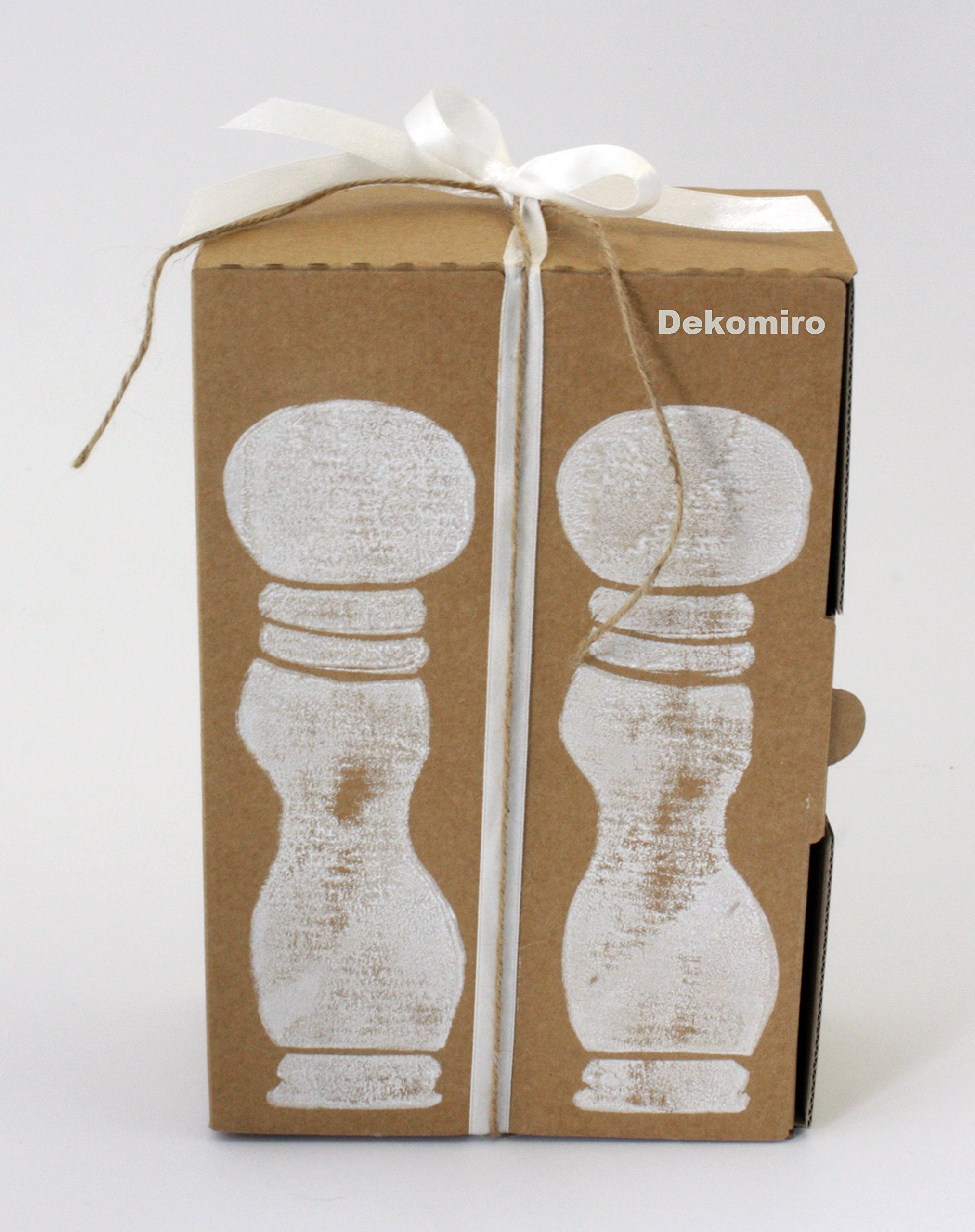Dekomiro Geschenkset Salzmühle und Pfeffermühle schwarz 22 cm Peugeot Paris u-select mit 100 gr. Salz in Geschenkverpackung