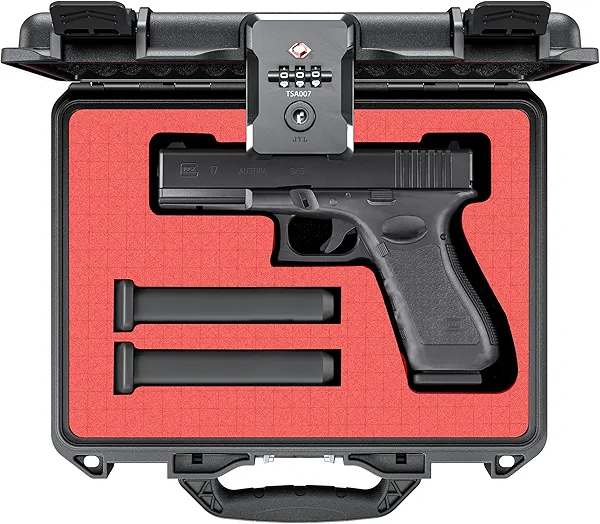 Kinghardcase TSA Gun Case for Handgun, TSA Approved Firearm Travel Case, Waterproof & Shock Proof Lockable handgun case, 10.6”*8.8”*4” Inches 9mm Pistol Case Hard Shell