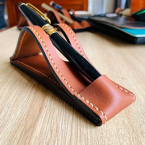 Miniatura 2 de HMza Handmade Soporte de cuero para pluma estilográfica, soporte de cuero para bolígrafo de oficina, regalo para jefe, marido, esposa, amigos o