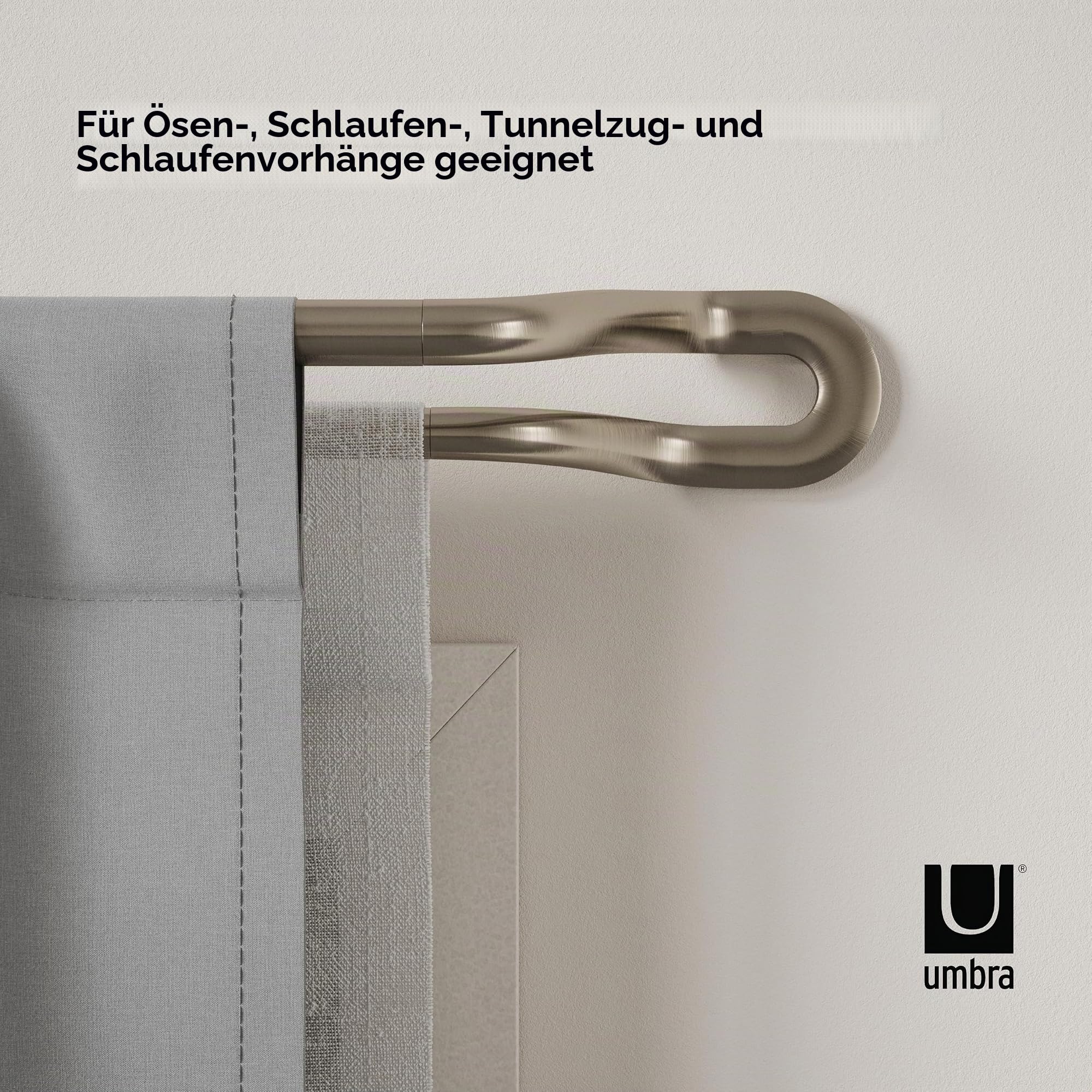 Umbra Midnight Doppel Gardinenstange, Ausziehbar, 107-306 cm, Nickel