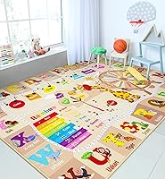 Vista 14 de Chicrug Alfombra educativa para niños de 4 x 6 pies para sala de juegos, TPR antideslizante para niños, alfombra de aula para aprender ABC