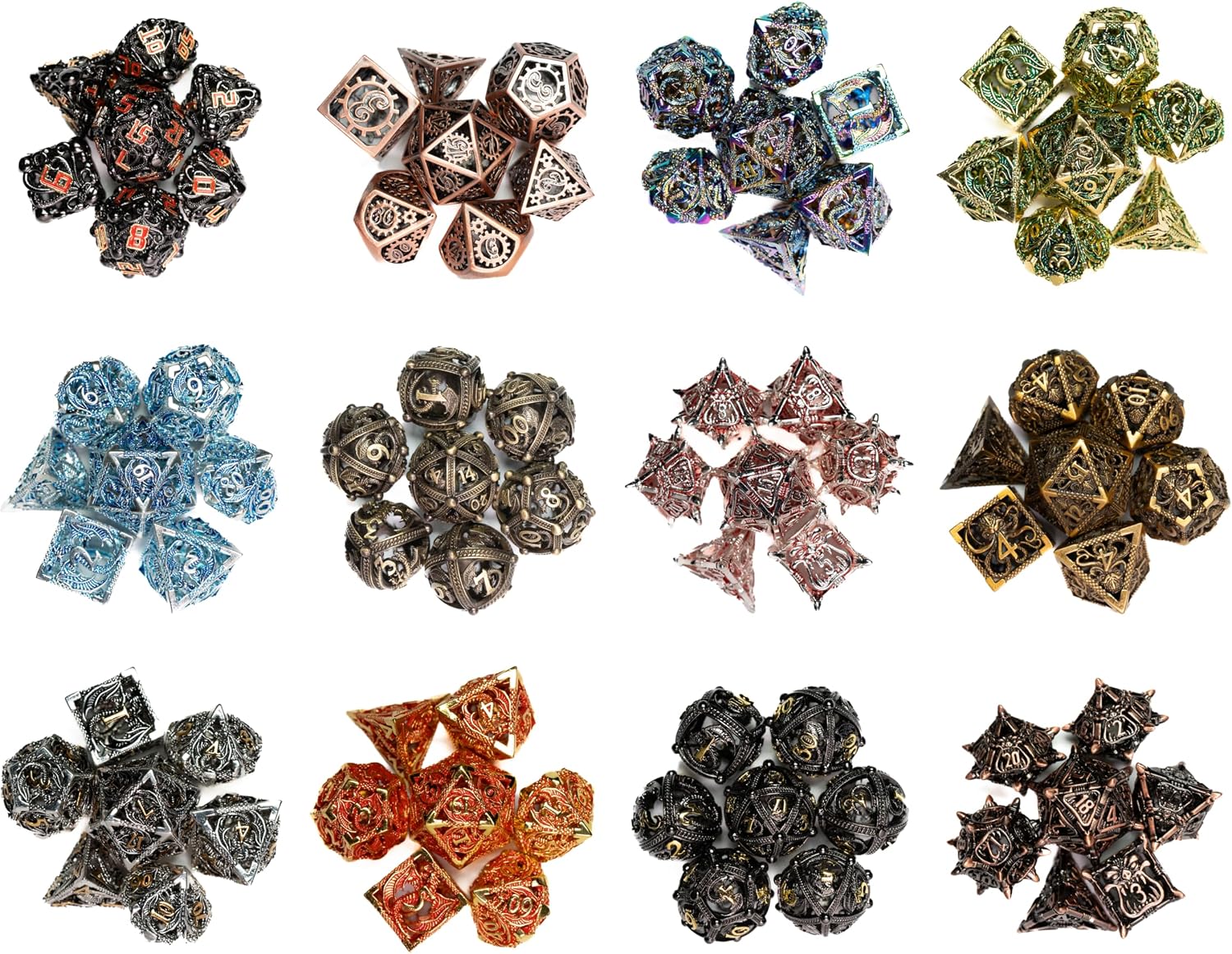 DND Mystery Dice Set - Hollow Metal | Sir GameAlot Polyhedral Dice Chosen at Random | Dungeons and Dragons (D&D) and Role Playing Games Accessories | Gift Ideas for RPG TTRPG Gamers