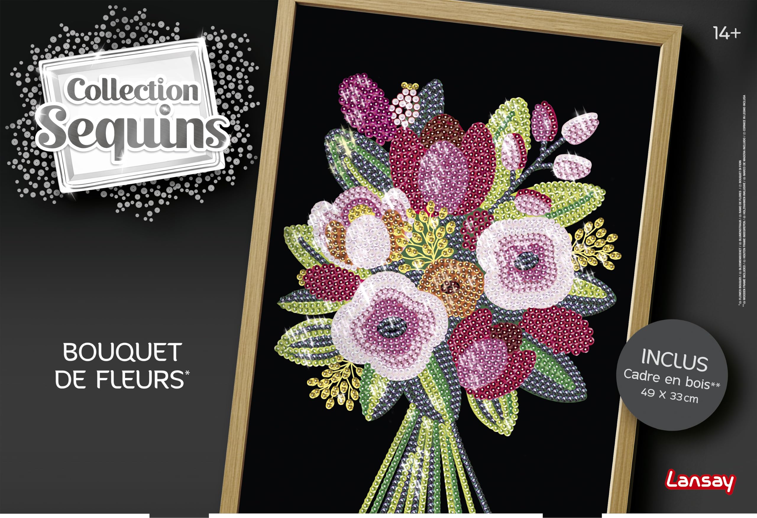 Lansay - Collection Sequins Bouquet de Fleurs - Cadre en Bois - Dès 14 Ans